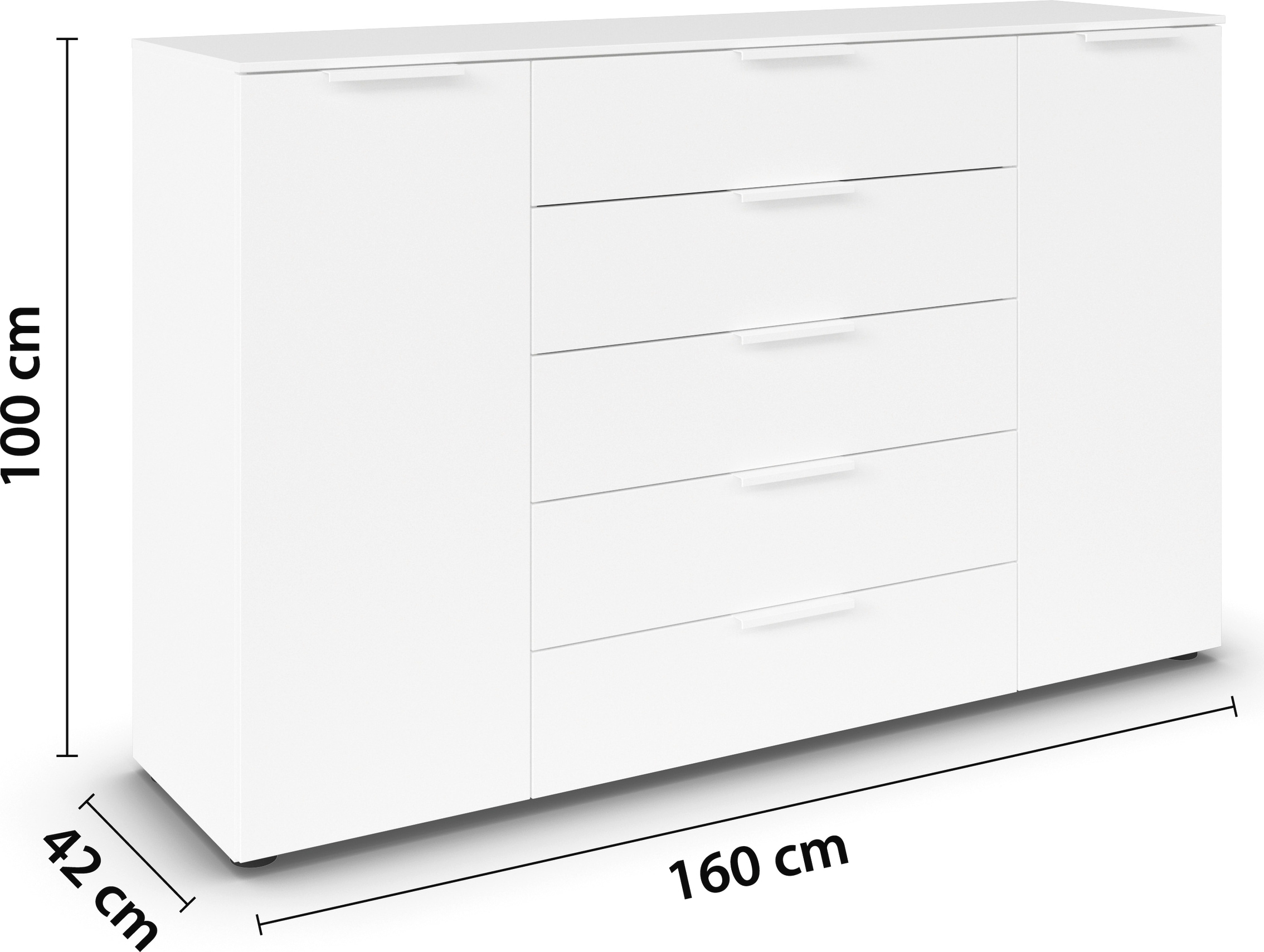 rauch Kommode »Flipp Schubladenkommode Wäscheschrank Schrank Bestseller«, 2-türig mit 5 Schubladen und Soft-Close-Funktion in zwei Breiten