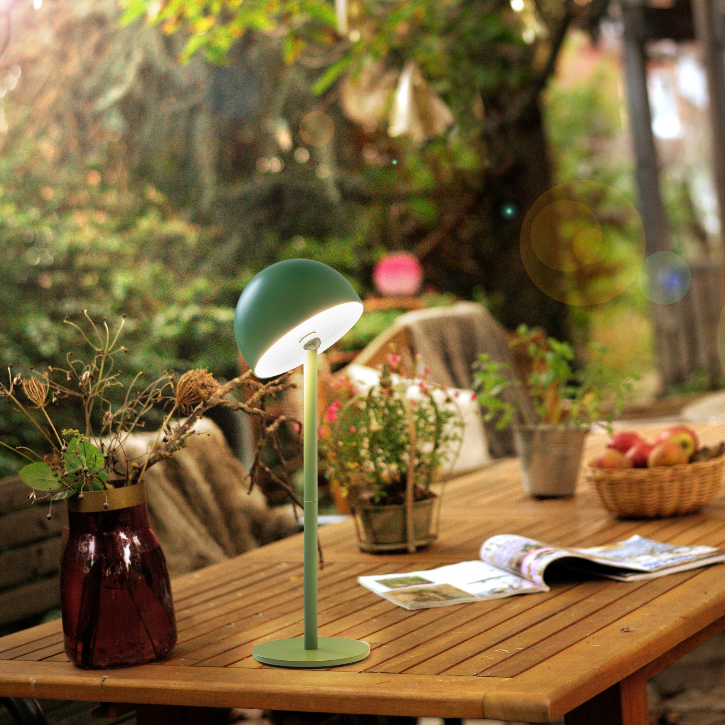 OTTO home Tischleuchte »Akku Tischlampe Gerrin Indoor Outdoor, magnetischer Flaschenaufsatz« LED-Board Warmweiß Pilzlampe Flaschenaufsatz, Regulierung der Lichtstärke, Pilz, Lampe