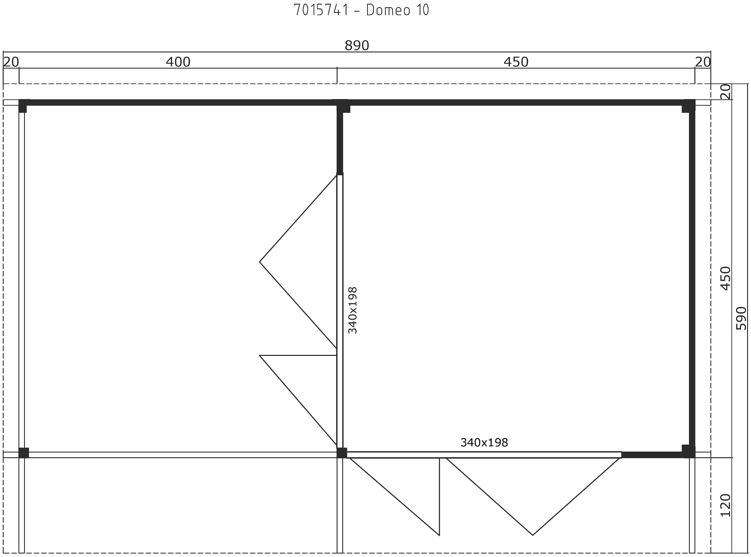 LASITA MAJA Gartenhaus »DOMEO 10 CARBONGRAU/ANTHRAZIT«, (Set), mit Anbau, Fundamentmass 4000+4500 x 4500, Carbongrau