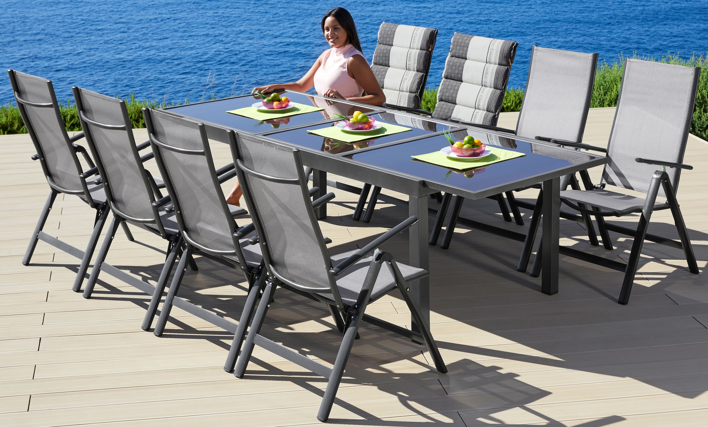 Garten-Essgruppe »Amalfi«, inkl. 8 Stühlen und ausziehbarem Tisch (180 - 240 cm)