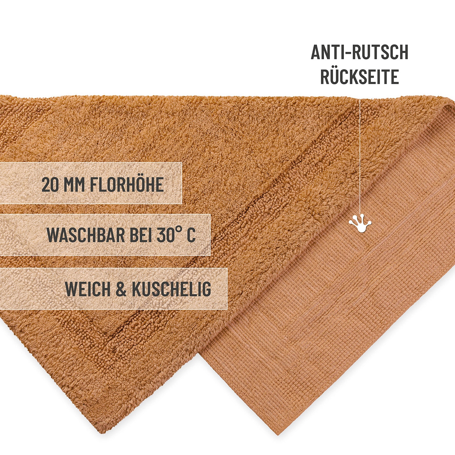 Wecon home Basics Badematte »Knut« Höhe 20 mm waschbar, rutschfest, strapazierfähig, pflegeleicht, Bordüre, weich