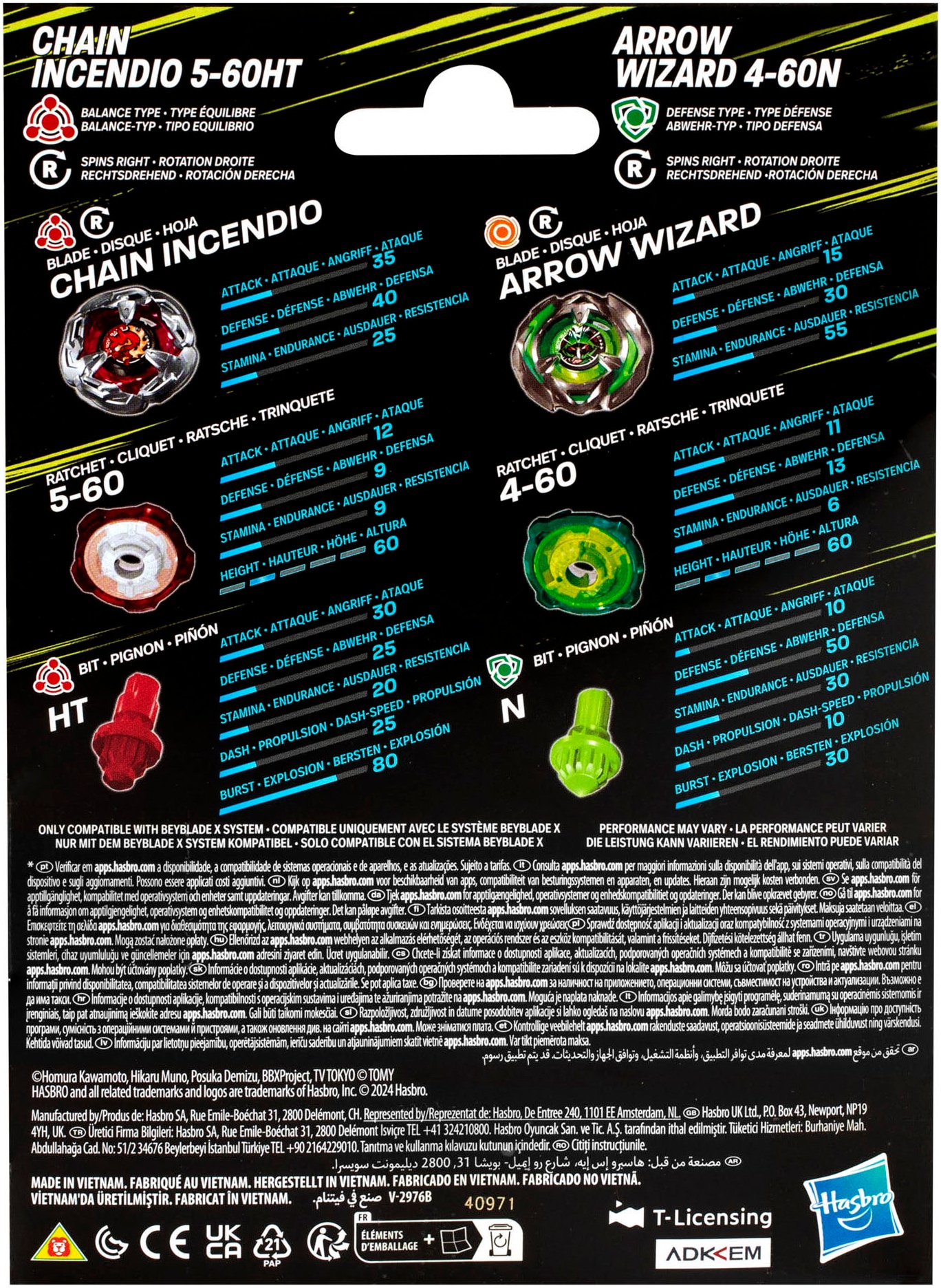 Hasbro Speed-Kreisel »Beyblade X Chain Incendio 5-60HT und Arrow Wizard 4-60N Kreisel«, Dual Pack