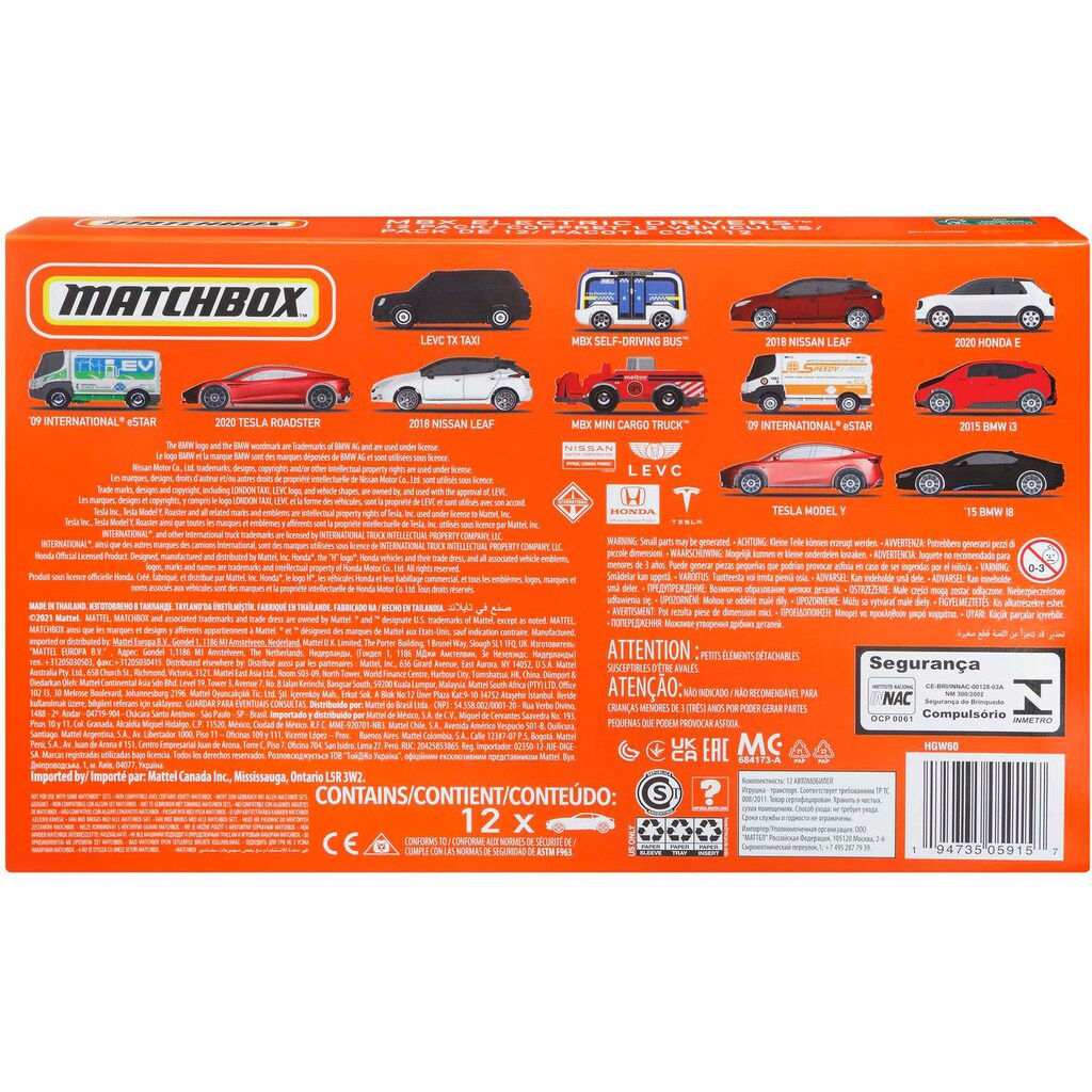 MATCHBOX Spielzeug-Auto »Basic EV Sustainable«, (Set, 12 tlg.)