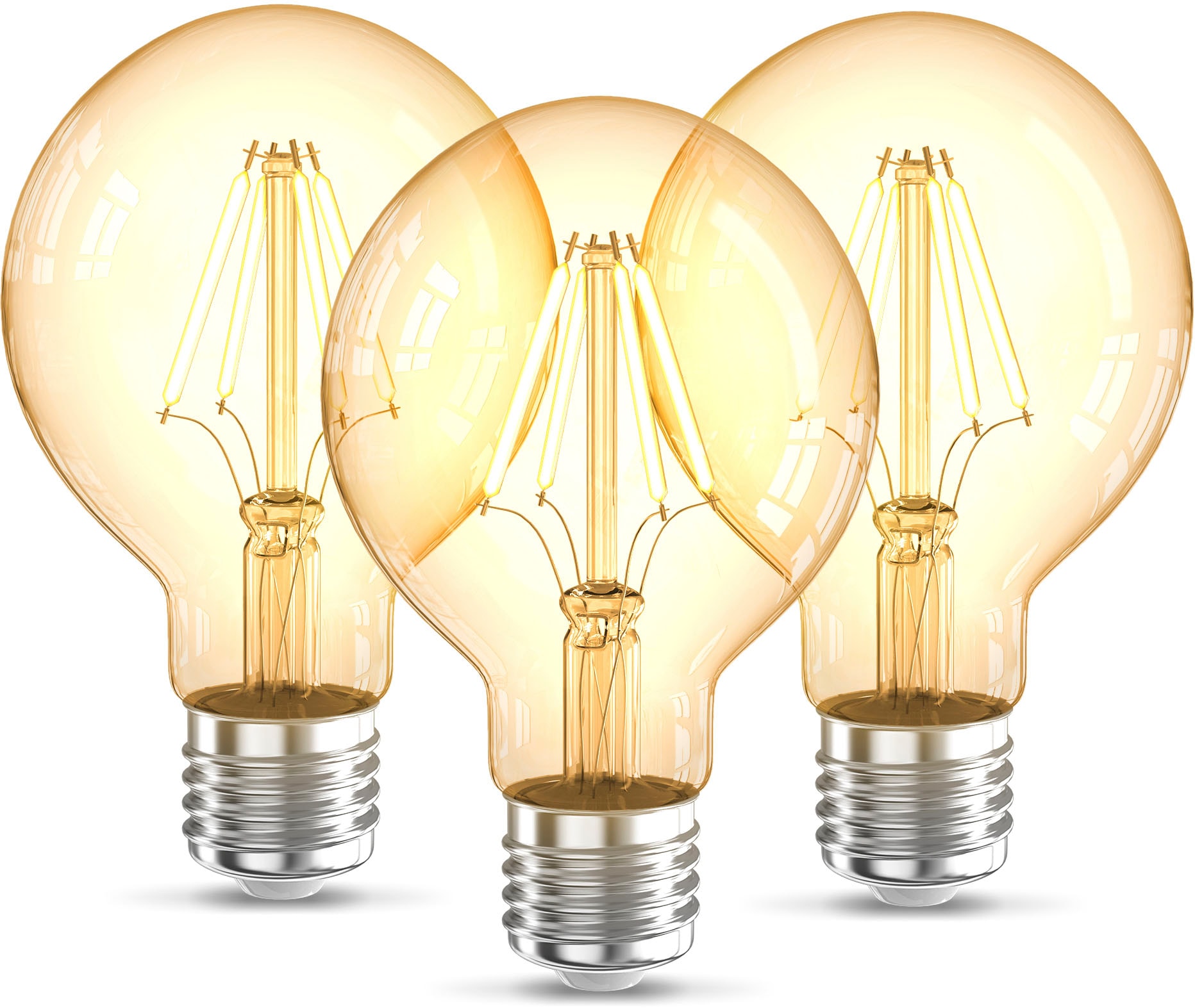 B.K.Licht LED-Leuchtmittel »BK_LM1401 LED Filament Leuchtmittel 3er bequem 3 Warmweiß, Set E27, K 2.200 E27 bestellen Glühbirne St., G80«, Vintage Edison