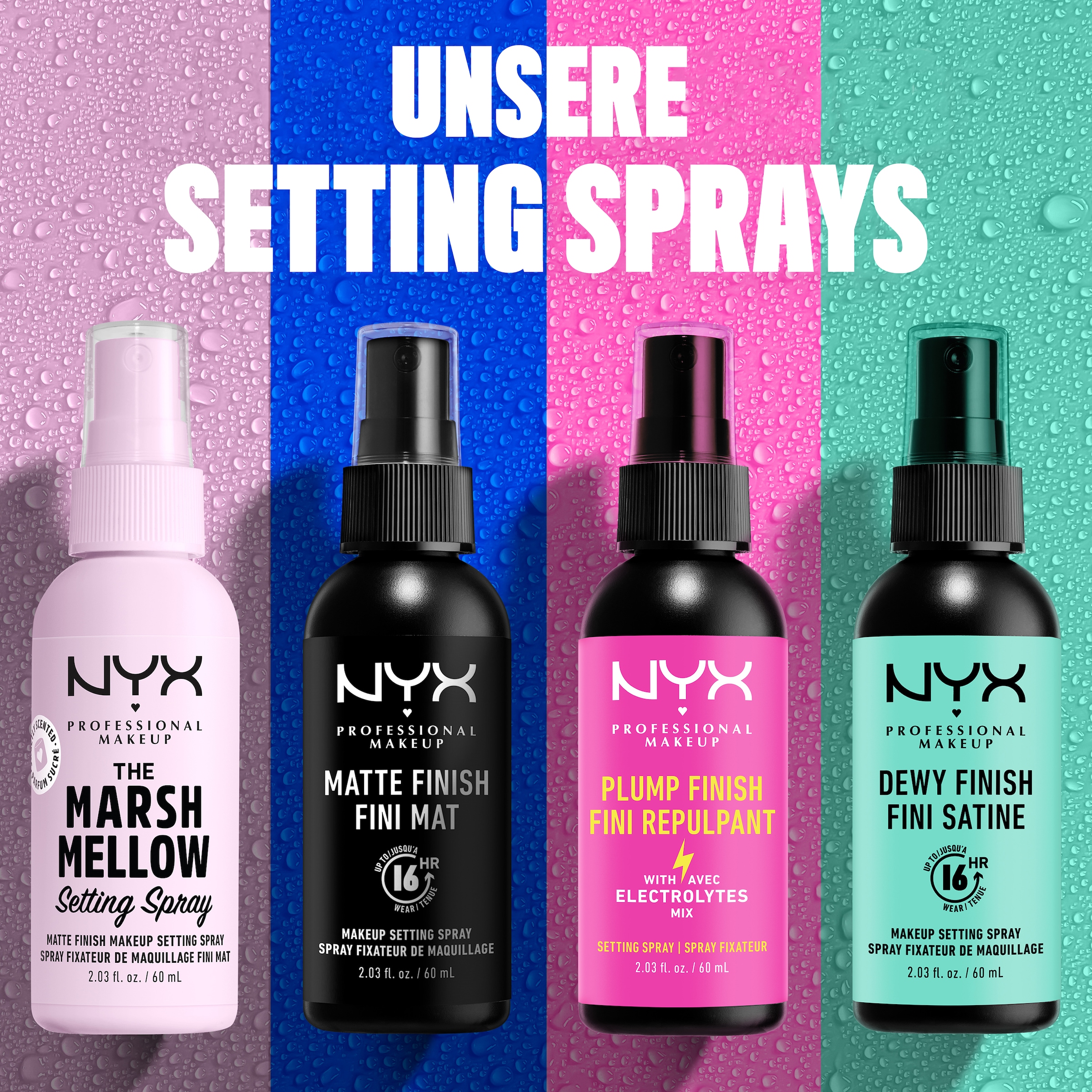 NYX Fixierspray »NYX Professional Makeup Make Up Setting Spray Dewy Finish 3er Set«
