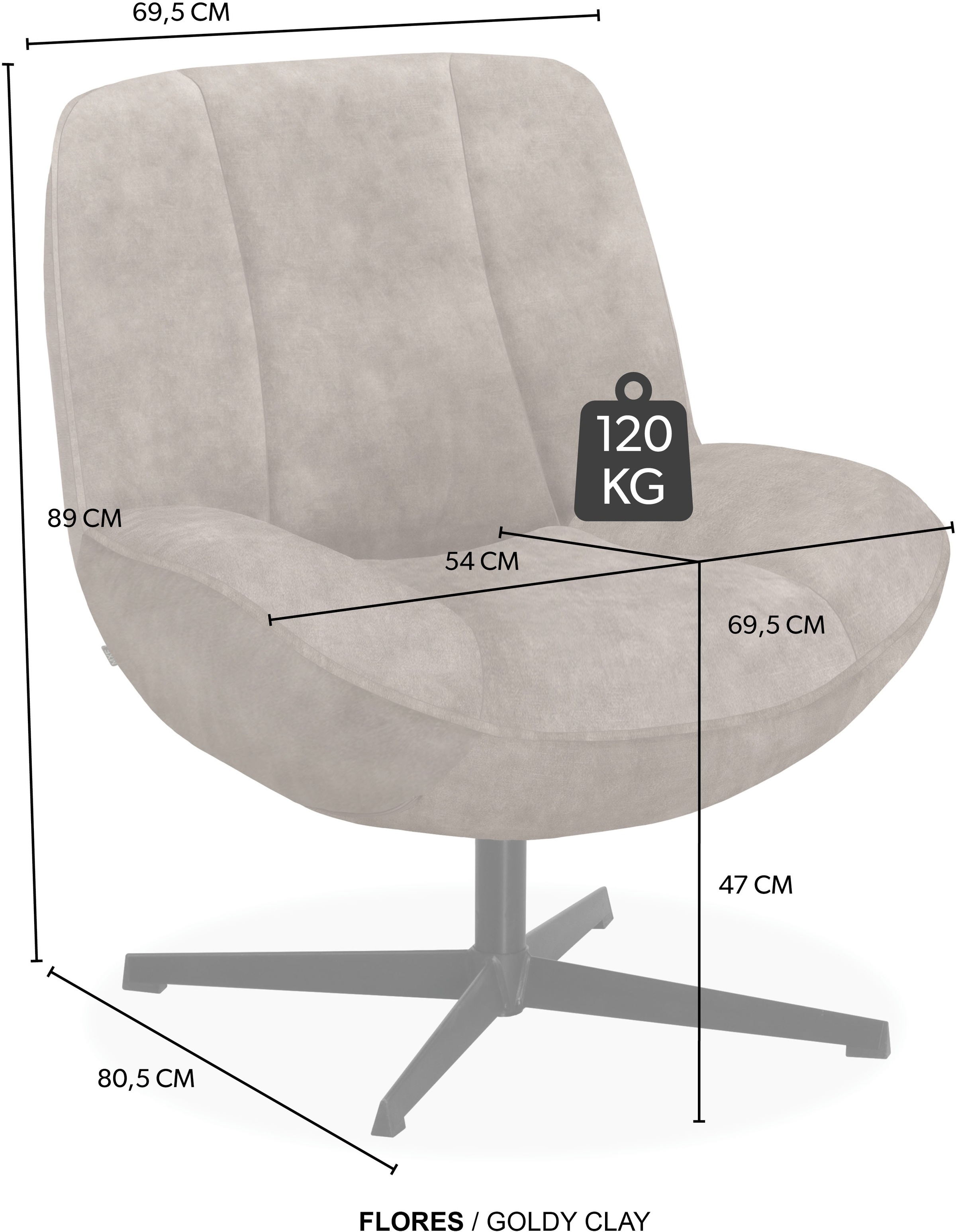 OMG Design Sessel »Flores« bequemer Sessel, mit Drehgestell