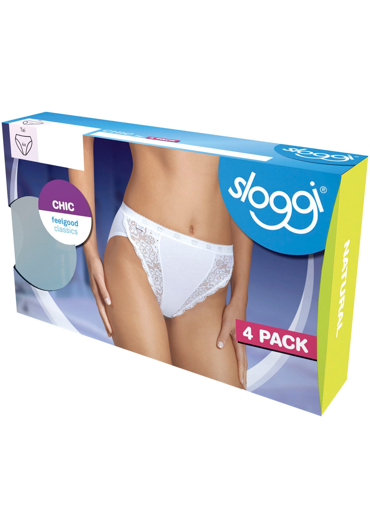 sloggi Tai-Slip »Chic Tai 4P«, (Packung, 4 St.), Damenslip mit elastischen Spitzeneinsätzen