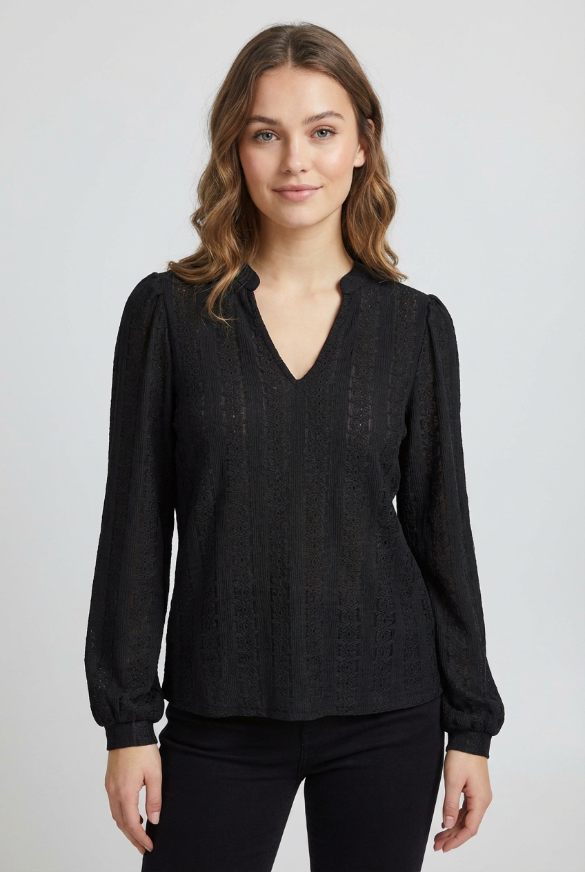 ONLY Blusenshirt »ONLMELANIE L/S SPLIT TOP JRS«