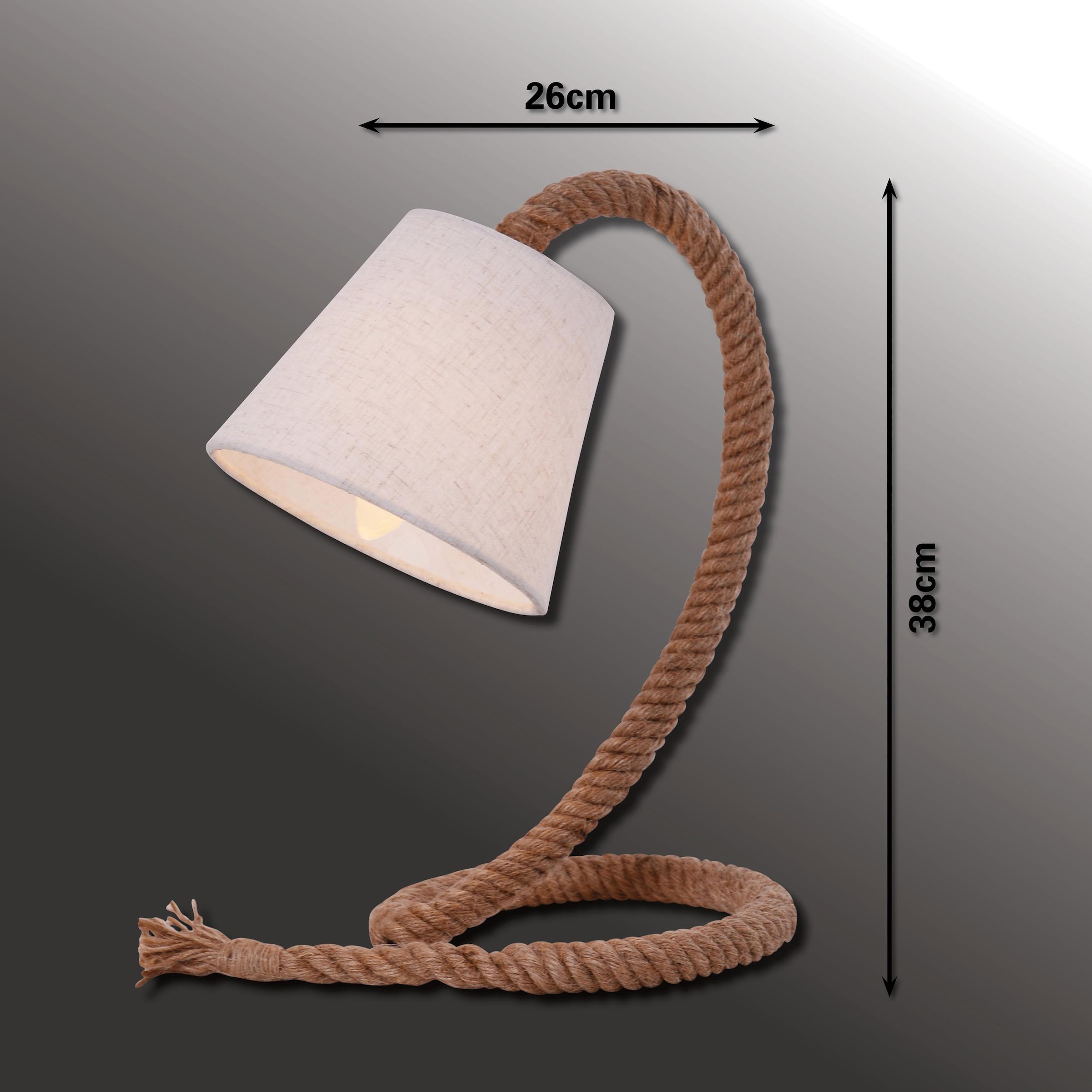 näve Tischleuchte »Rope«, 1 flammig-flammig, Exkl. 1x E14 max. 40W,Fuß: Juteseil  natur,Farbe Schirm: weiß online kaufen | mit 3 Jahren XXL Garantie