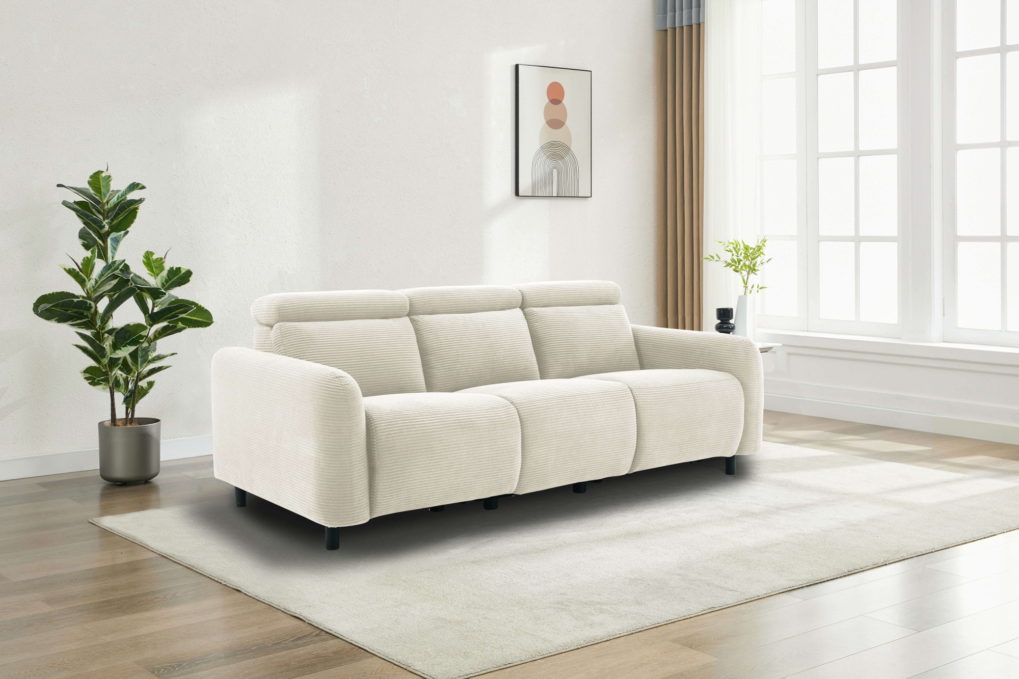 Home affaire 3-Sitzer »SKAANE Struktur-Sofa, 229 cm, manuelle-u. elektrische Relaxfunktion«, Relax-Funktion in 2 Sitzen, Kopfteilverstellung, Federkernpolsterung