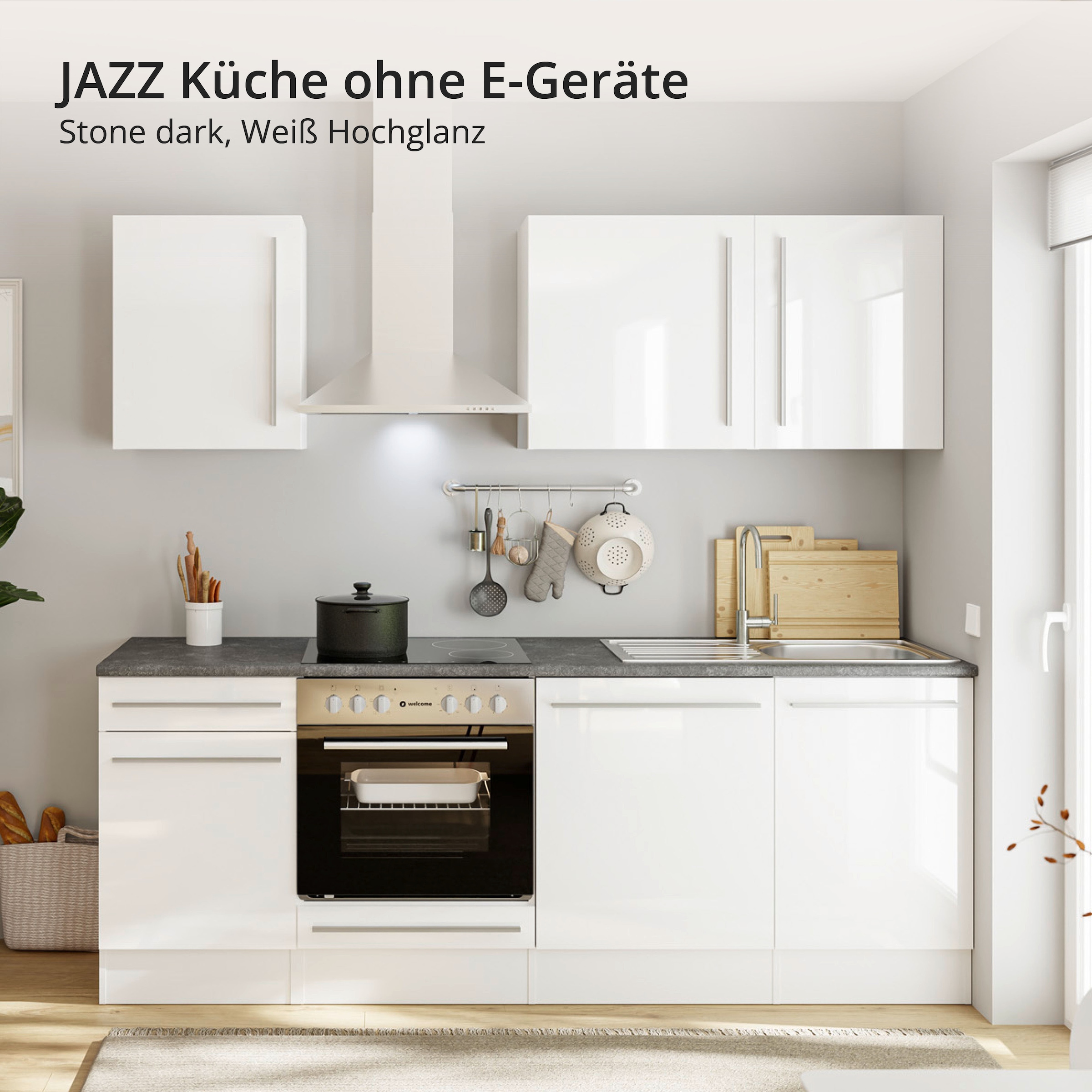 BASIC by Balculina Küchenzeile »Jazz« Breite 220 cm, wahlweise mit E-Geräten