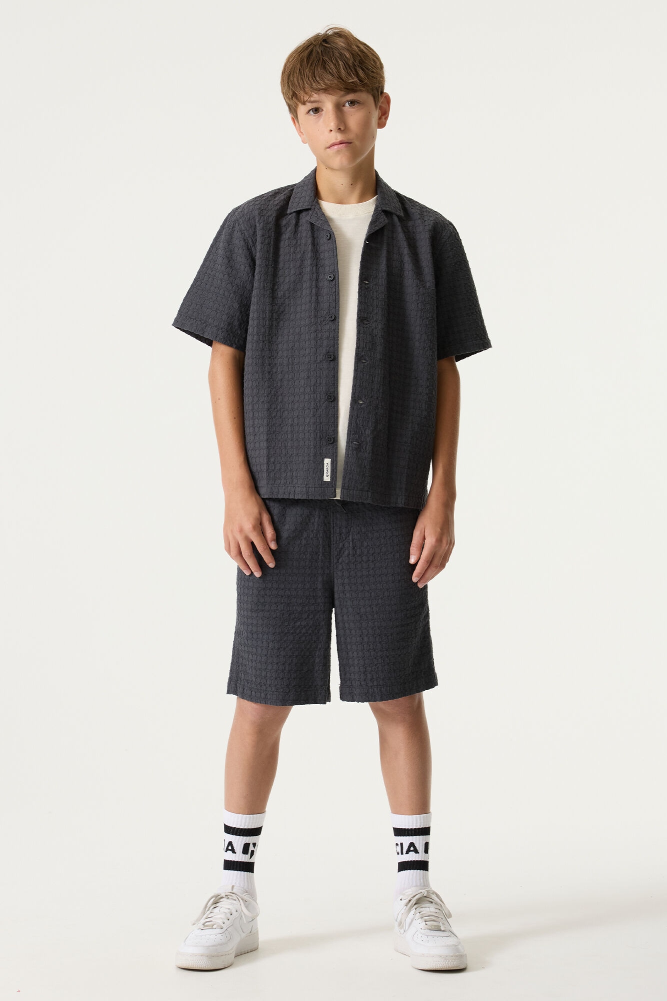 Garcia Kurzarmhemd in Waffle-Optik