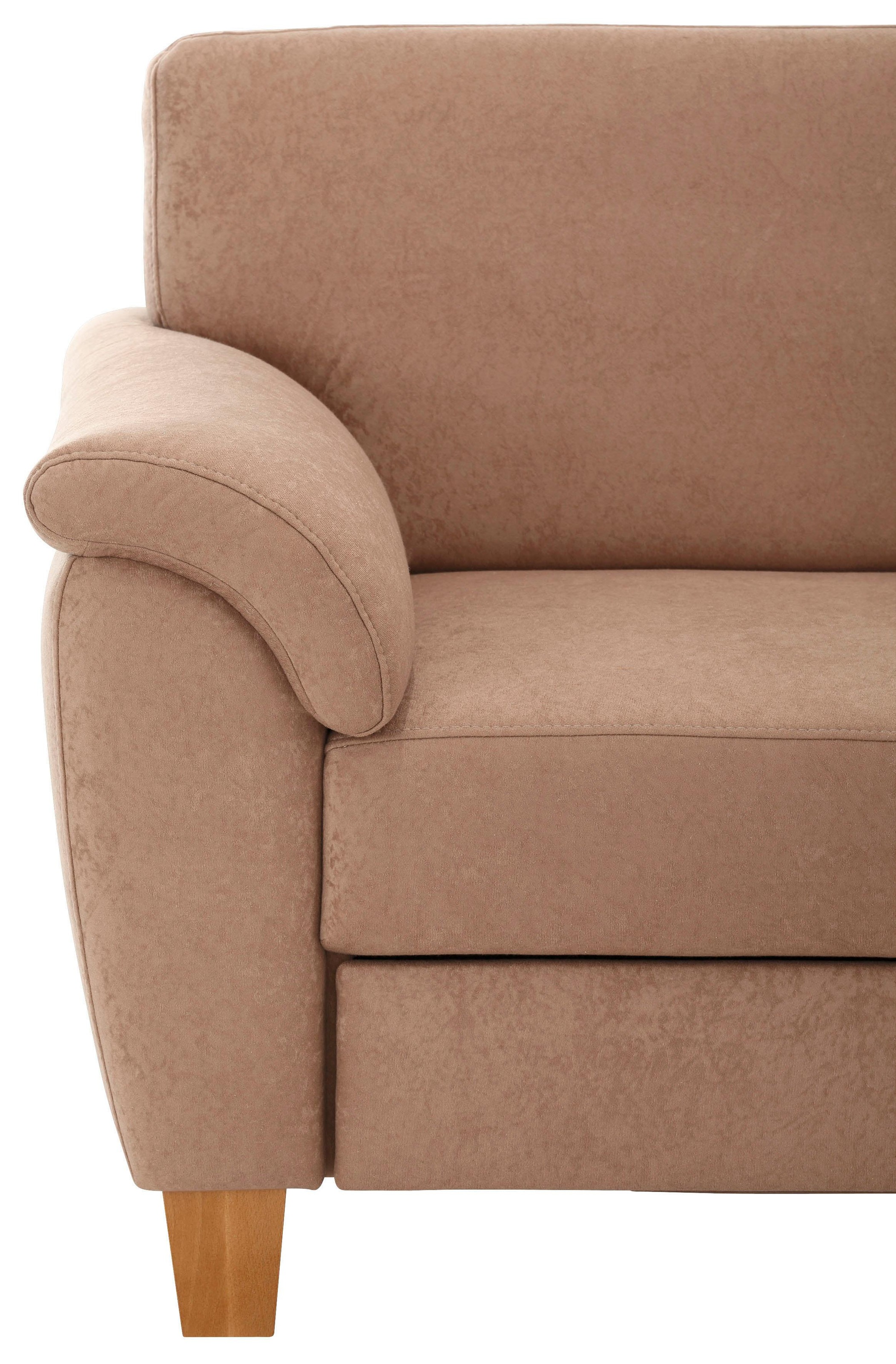 Home affaire Ecksofa »Alta L-Form« mit Federkern und Kontrastnaht, Füße Buche eichefarben