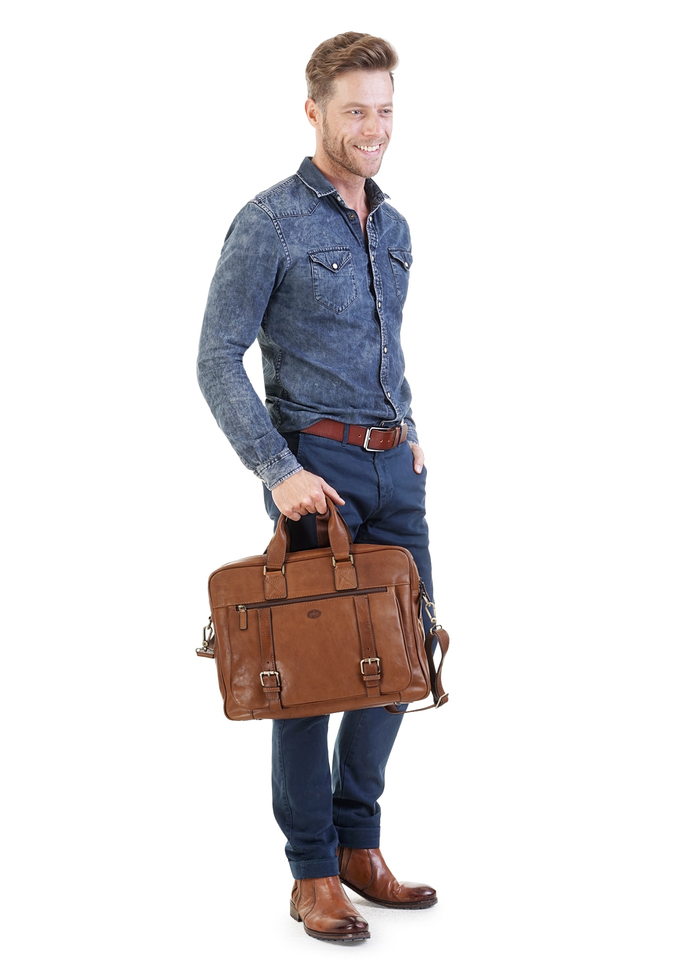 Piké Aktentasche, echt Leder, Made in Italy
