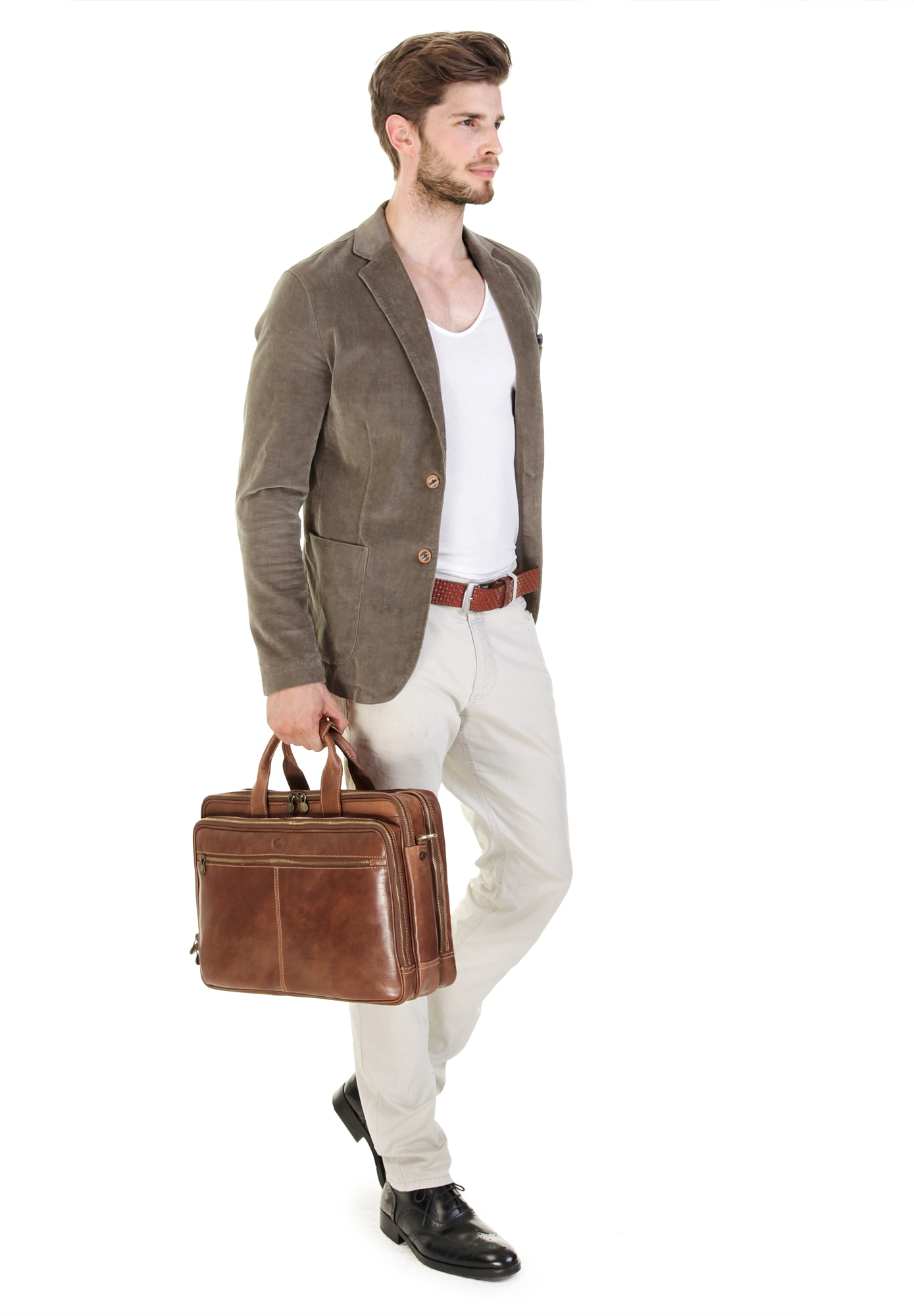 Piké Aktentasche, echt Leder, Made in Italy
