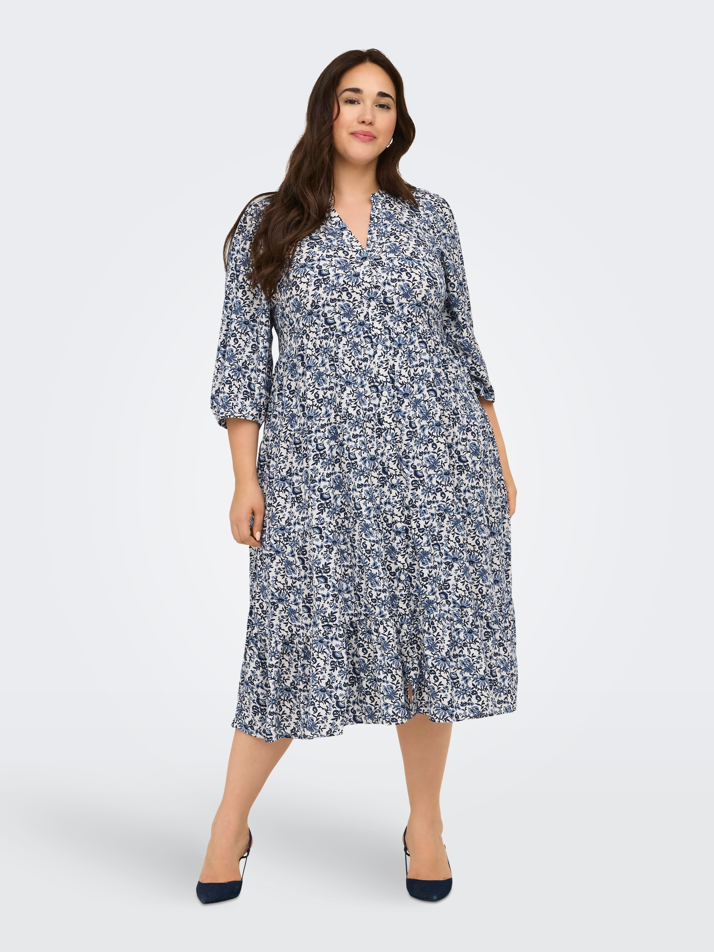 ONLY CARMAKOMA Tunikakleid »CARMILANA 3/4 DRESS WVN NOOS« Sommerkleid aus Viskose, lockere Passform