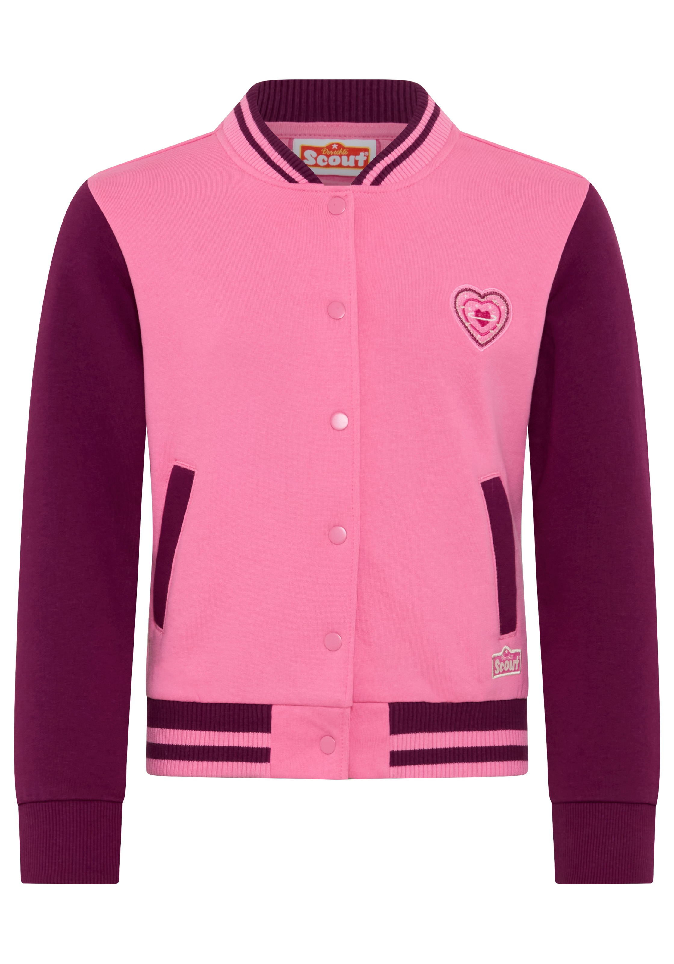 Scout Sweatjacke »College-Sweatjacke mit Badge - NEU von SCOUT« mit UV-Schutz, aus angerauter Baumwolle, hüftlange Basic-Passform