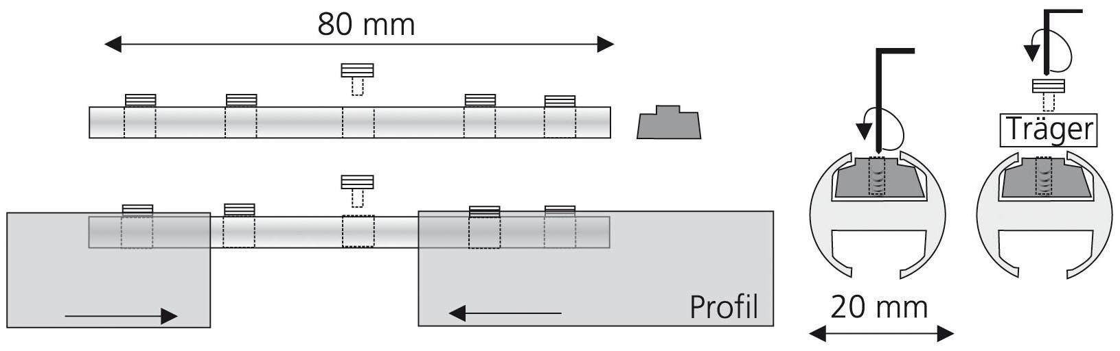 Liedeco Verbinder, (1 St.), für Innenlaufprofile Ø 20 mm