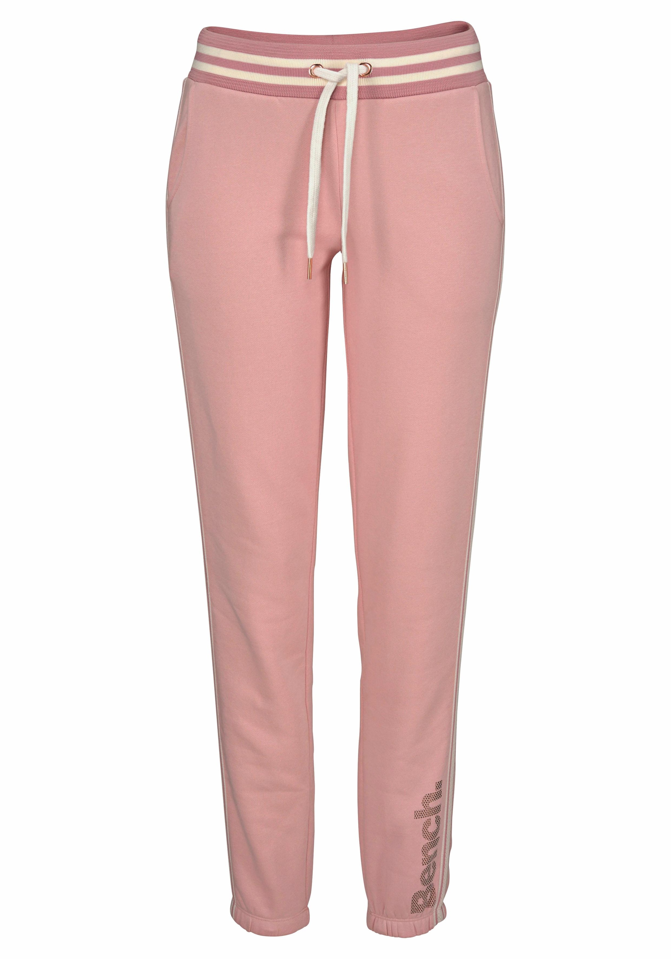 Bench. Relaxhose, mit gestreiftem Bund und Glanzprint, Loungewear, Loungeanzug