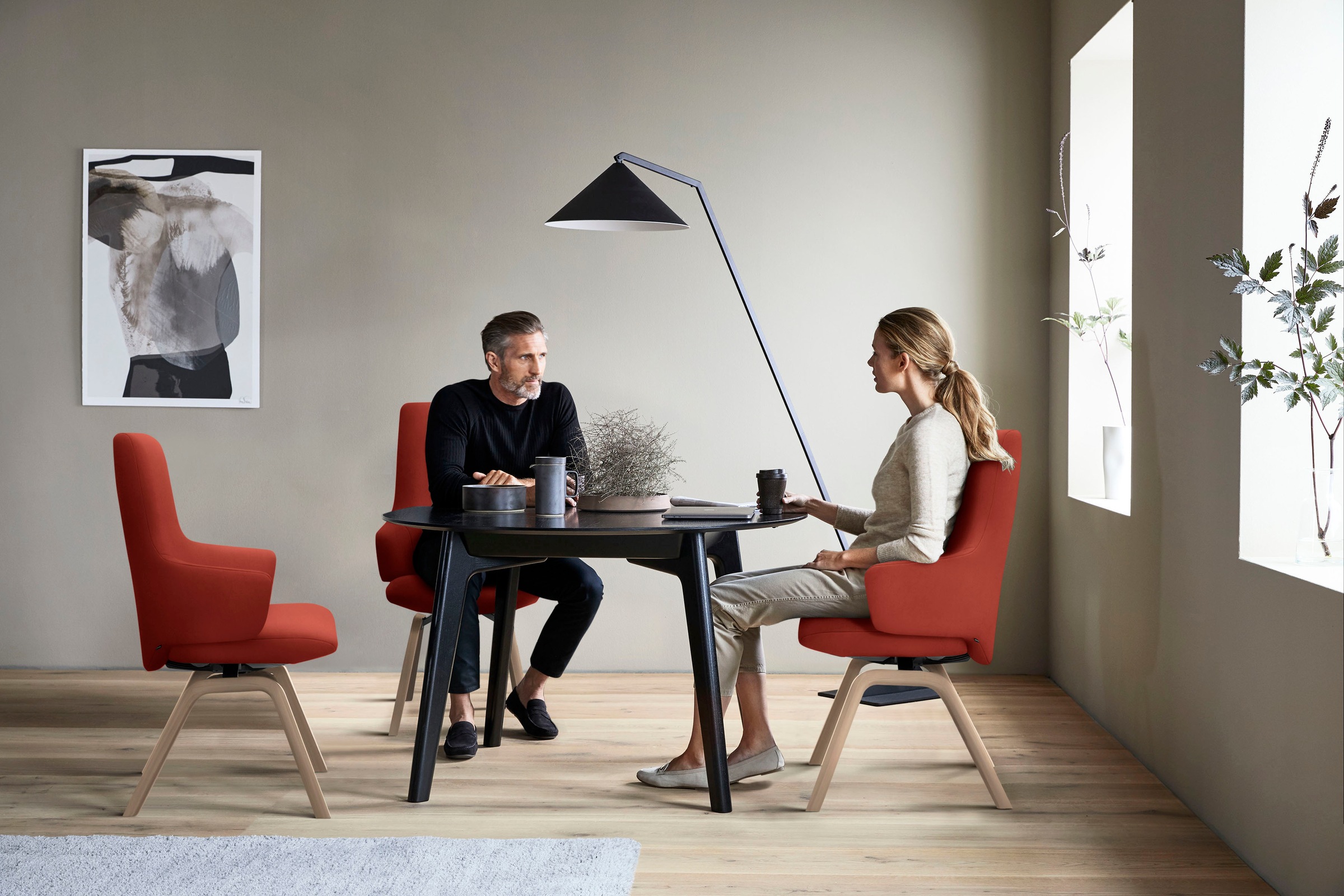 Stressless® Polsterstuhl »Laurel«, Microfaser DINAMICA, High Back mit Armlehne, Größe L, mit schräggestellten Beinen