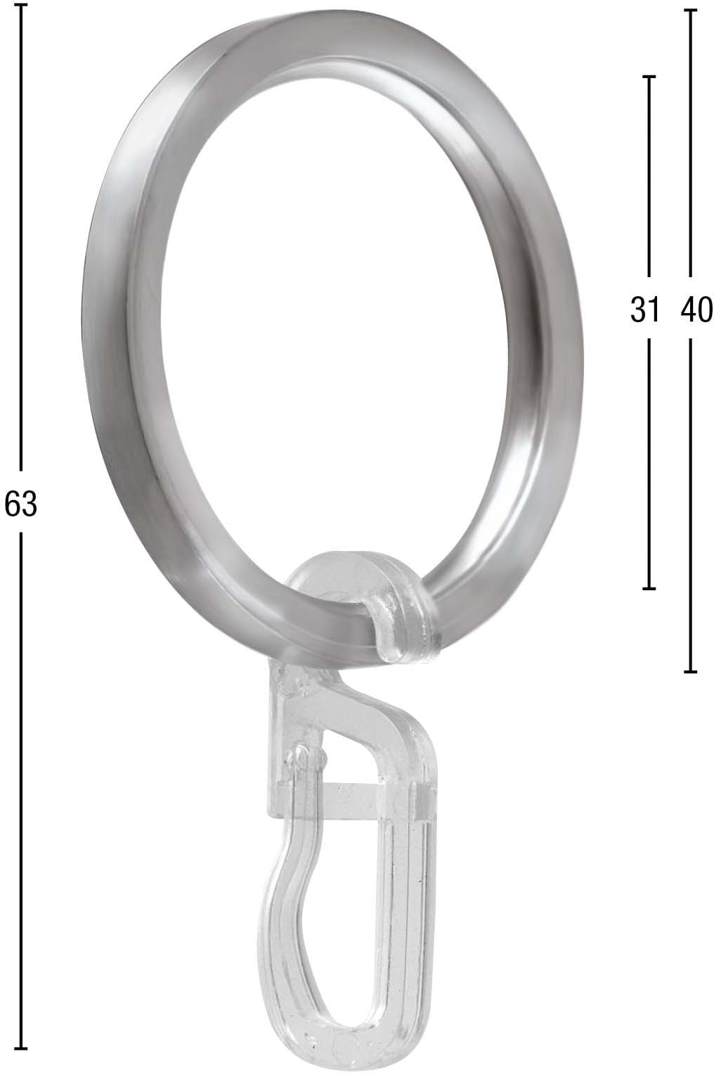 GARESA Gardinenring »Ring mit einfache St.), Montage bis Aluminium, Durchmesser Haken«, online für 20mm, kaufen (20