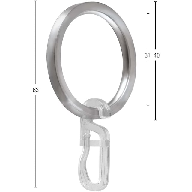 Durchmesser Gardinenring einfache mit kaufen GARESA bis (20 »Ring Montage für St.), online 20mm, Aluminium, Haken«,