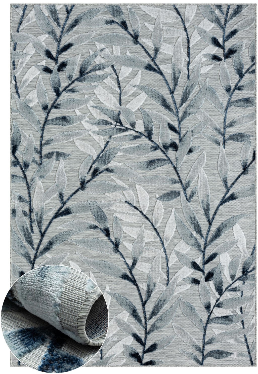 Myflair Möbel & Accessoires Teppich »Olivia Lagerräumung«, rechteckig, 8 mm Höhe, Blätter Motiv, Hoch-Tief Effekt, Outdoor geeignet, Balkon, Terrasse
