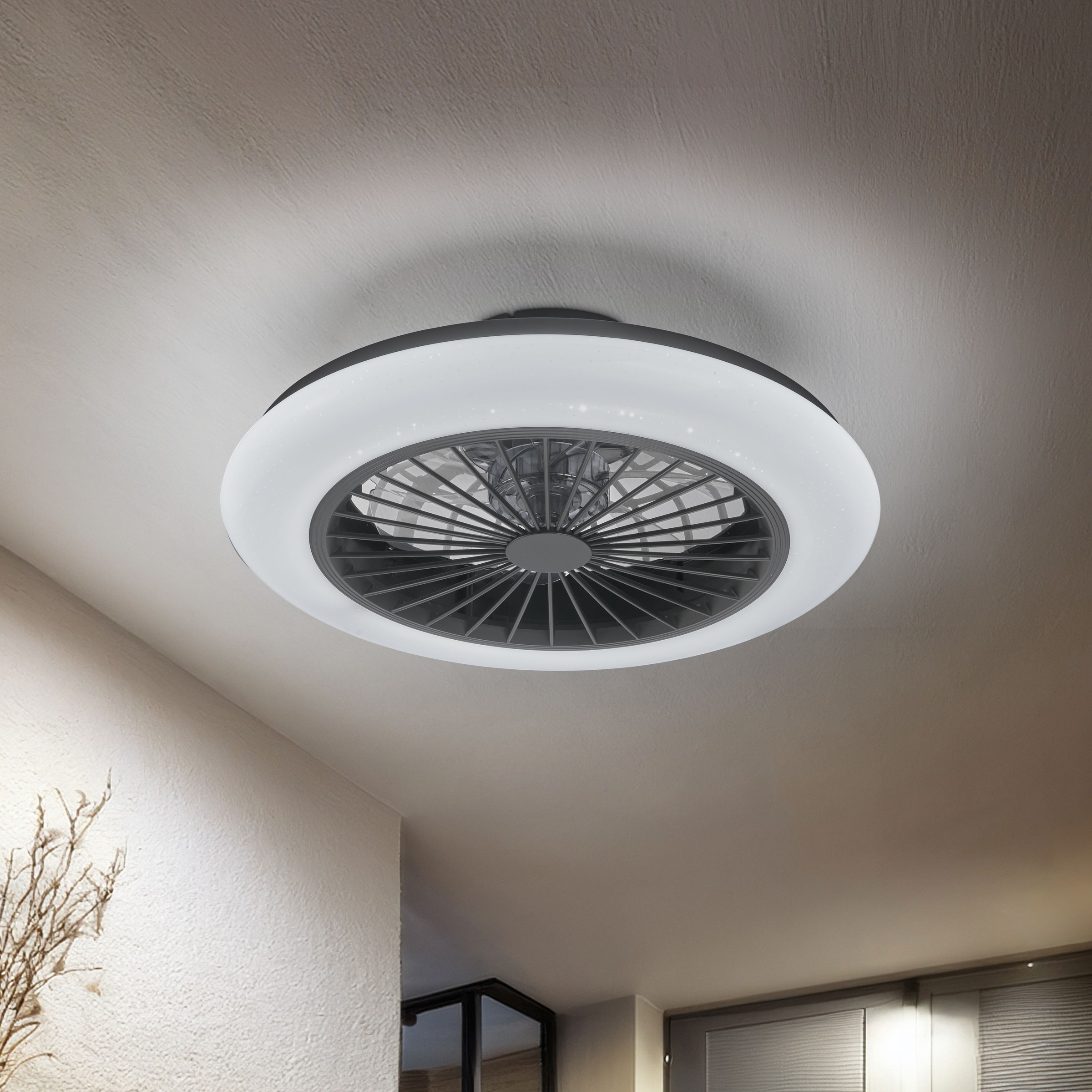 REALITY Leuchten LED Deckenleuchte »Stralsund Deckenventilator« LED-Board 1 Stk. warmweiß - kaltweiß Deckenlampe, Ventilator, Fernbedienung, Ventilator getrennt schaltbar