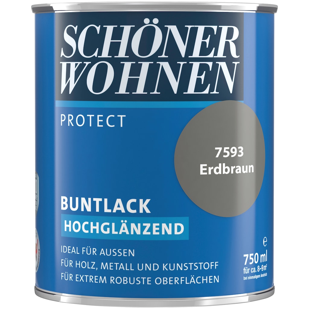 SCHÖNER WOHNEN FARBE Lack »Protect«, 750 ml, erdbraun, hochglänzend, ideal für außen