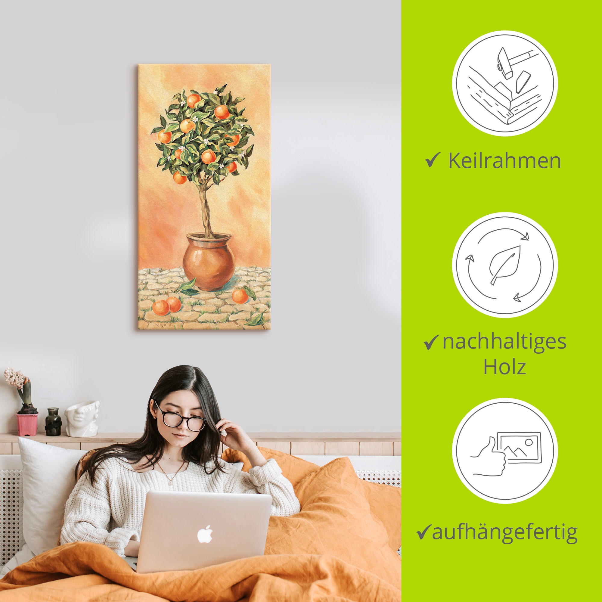 Artland Wandbild »Orangenbaum I« Pflanzen 1 Stk. tlg. als Alubild, Outdoorbild, Leinwandbild, Wandaufkleber, versch. Größen