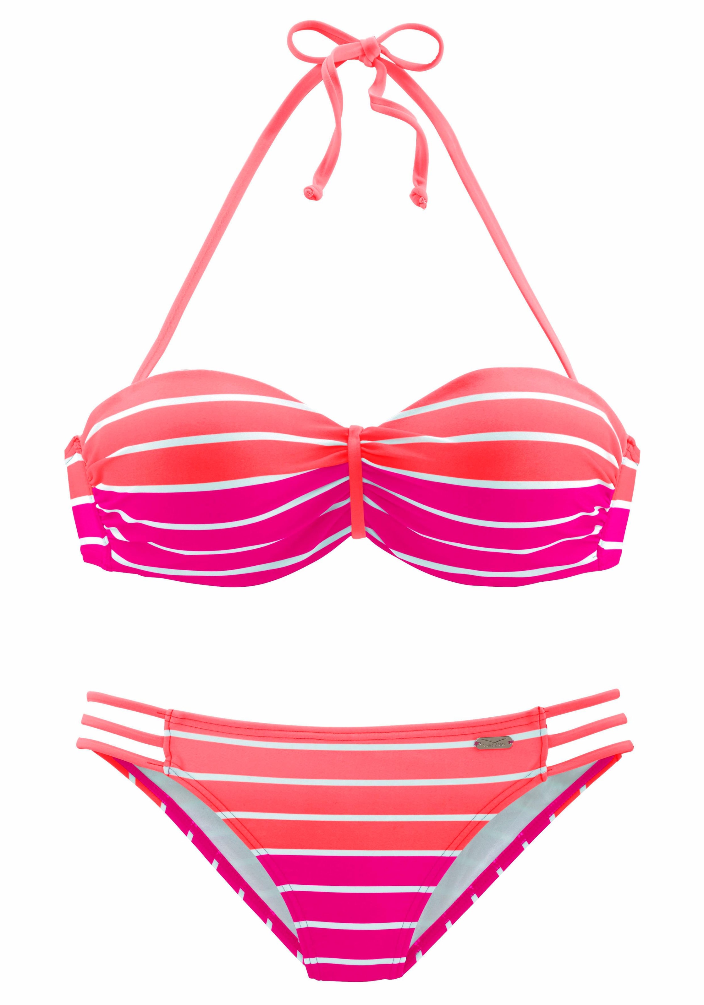 Streifen-Look im Venice bei Beach Bügel-Bandeau-Bikini, trendigen