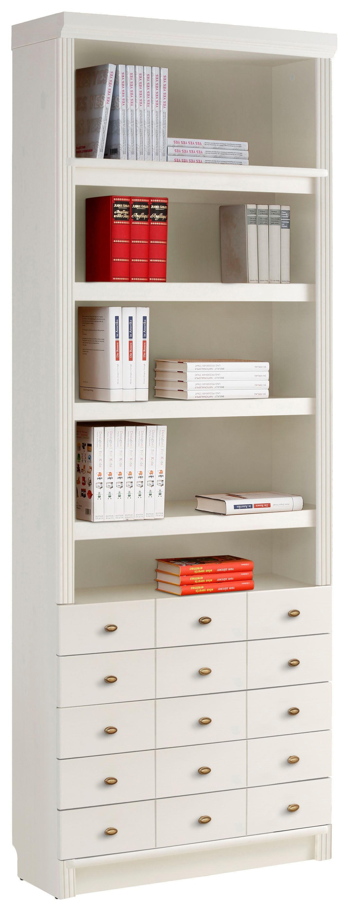 Home affaire Bücherregal »Soeren«, aus massiver Kiefer, in 2 Höhen, Tiefe 29 cm, mit 5 Schubkästen
