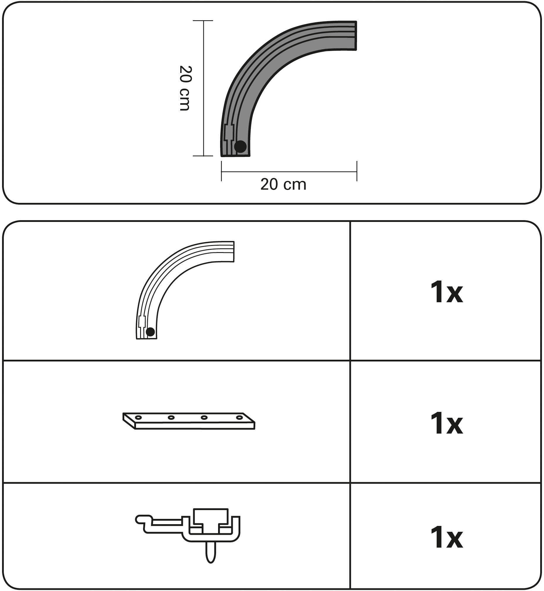 GARDINIA Gardinenschiene »Rundbogen«, 1 läufig-läufig, Fixmaß, Serie Aluminium-Vorhangschiene 1-läufig