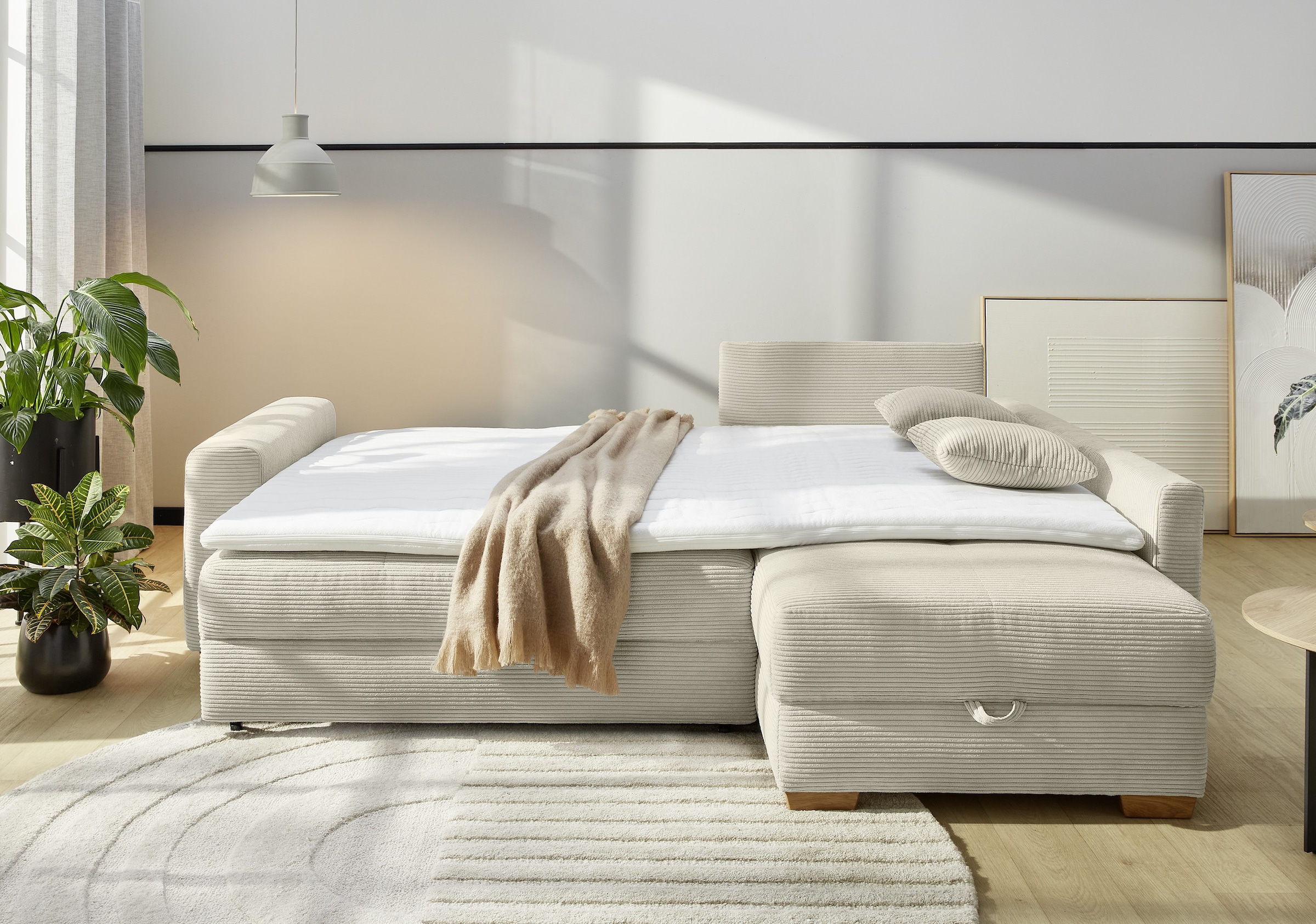 Jockenhöfer Gruppe Ecksofa »Sunset, Dauerschlafsofa mit« Tonnentaschen-Federkern, 5cm Kaltschaumtopper, flexible montierbar