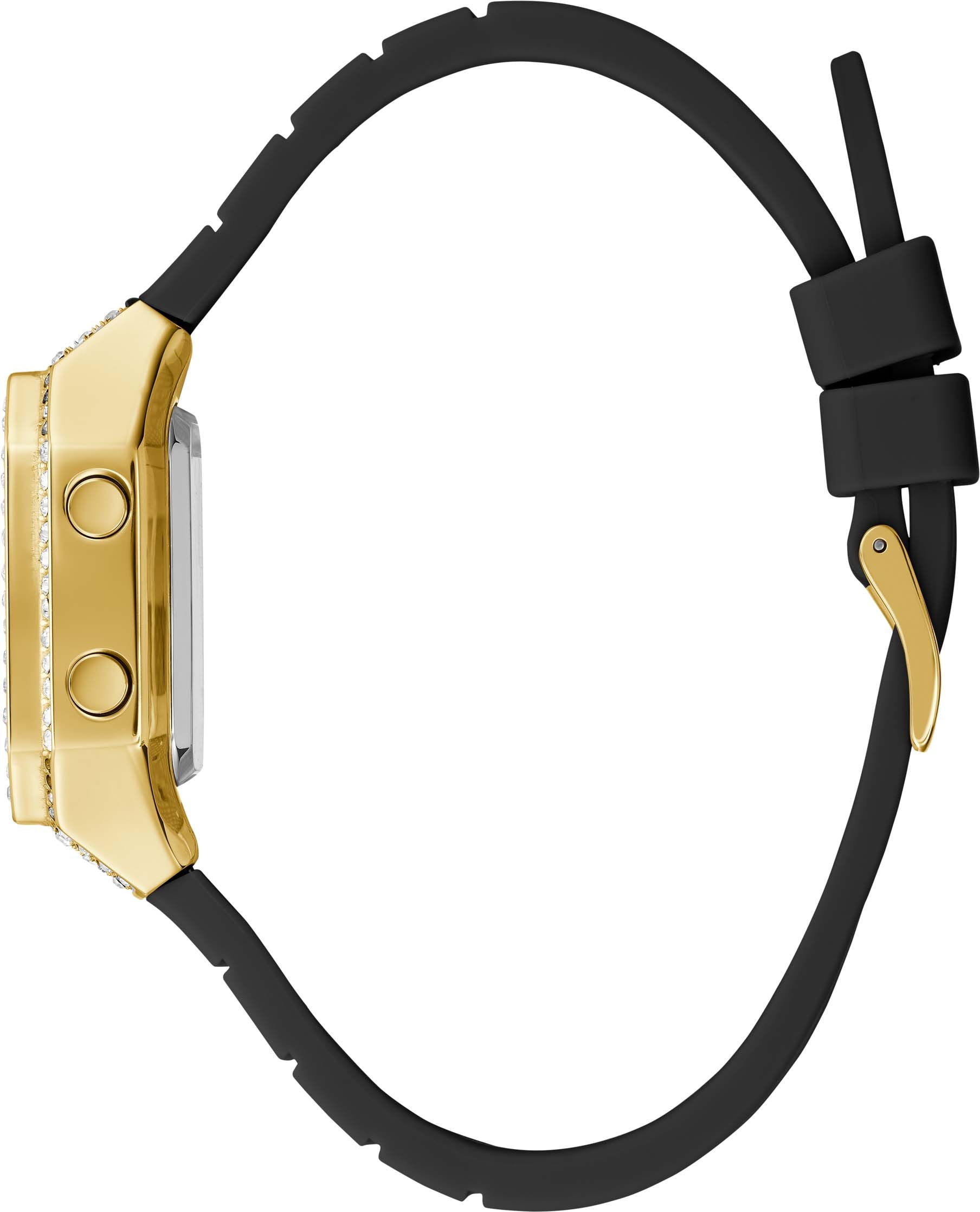 Guess Digitaluhr »GW0430L2«, Armbanduhr, Quarzuhr, Damenuhr, Kristallsteine, Silikonarmband