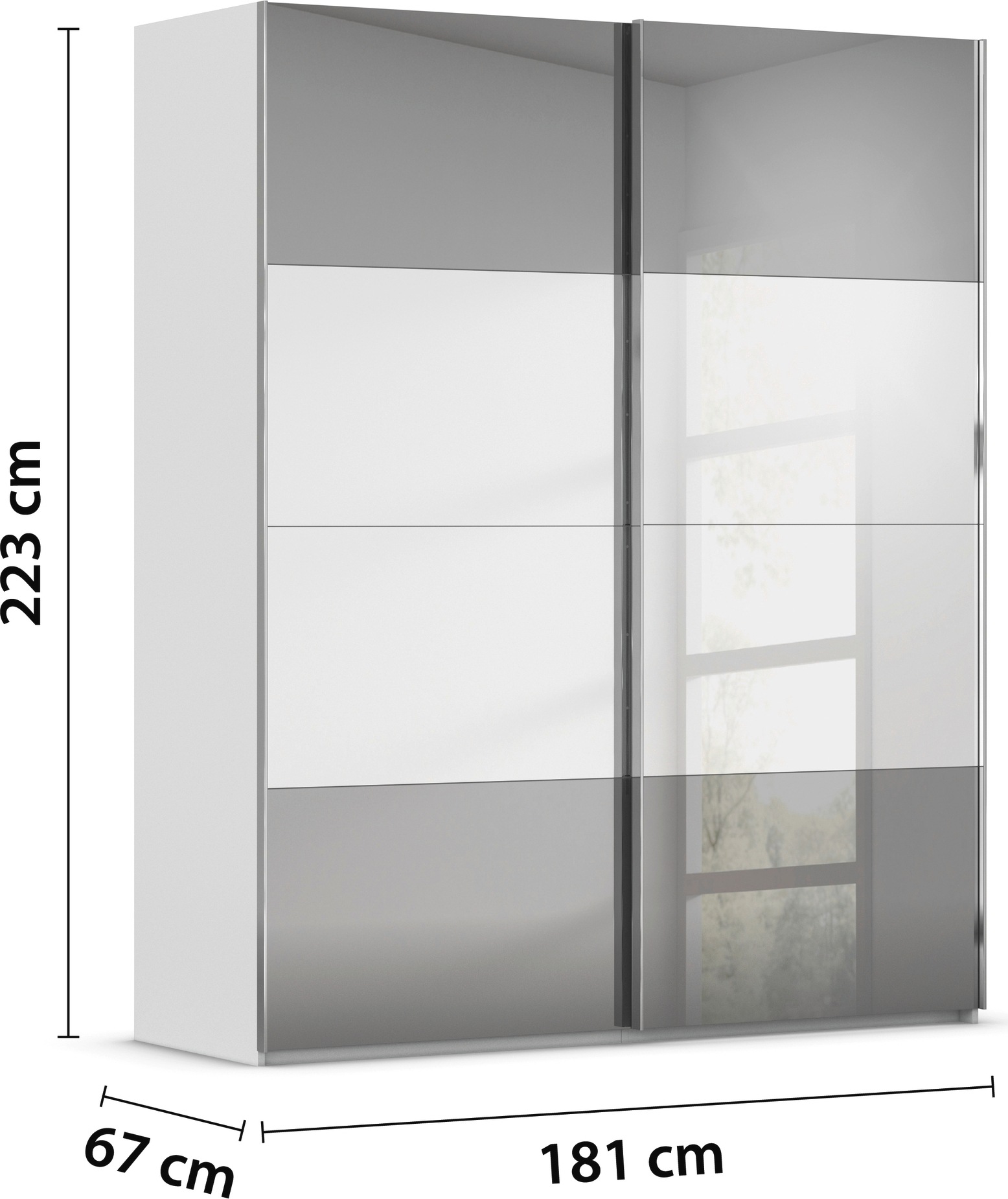 rauch Schwebetürenschrank »Kleiderschrank Schrank Garderobe Schlafzimmerschrank SCALE-FYRA« edle Türen viergeteilt Front Spiegel-Mix viele Farben MADE IN GERMANY
