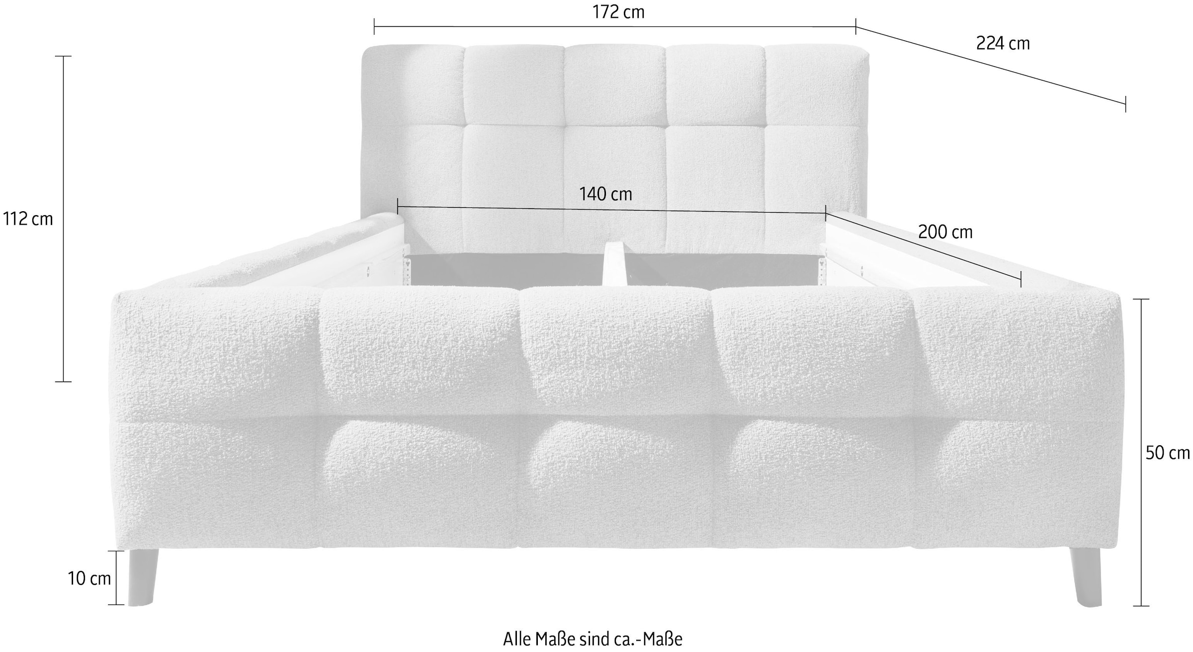 Jockenhöfer Gruppe Polsterbett »Lucy, wahlweise mit Federholzleisten und 7-Zonen-TTFK-Matratze in H3« Bubble-Optik, 2 unterschiedliche Einlegetiefen möglich