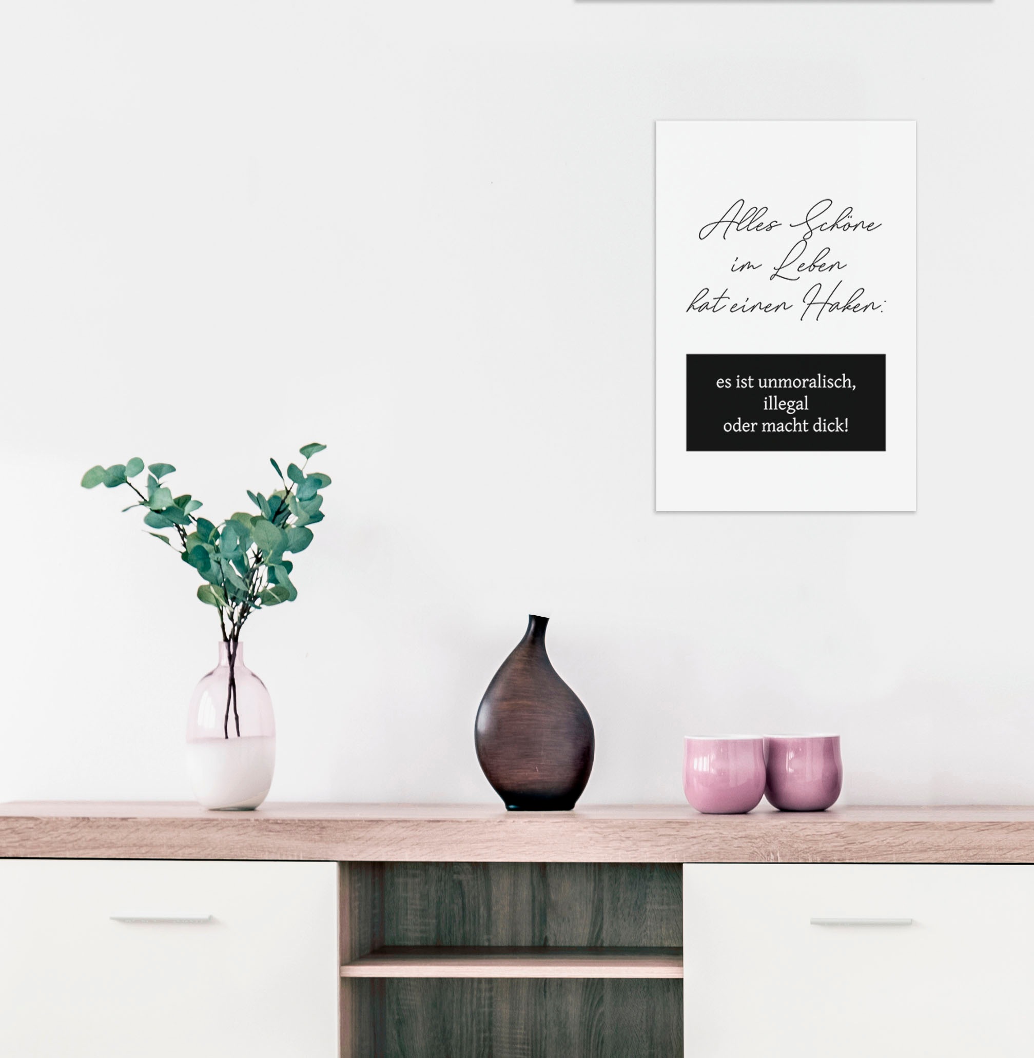 queence Wanddekoobjekt »Alles Schöne im Leben hat einen Haken: ...« Stahlschild, Blechschild, Spruch, Witzig, Wanddeko, retro, 20x30cm