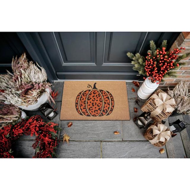 HANSE Home Fußmatte »Kokos Leo Pumpkin«, rechteckig, Kokos, Schmutzfangmatte,  Outdoor, Rutschfest, Innen, Kokosmatte, Flur