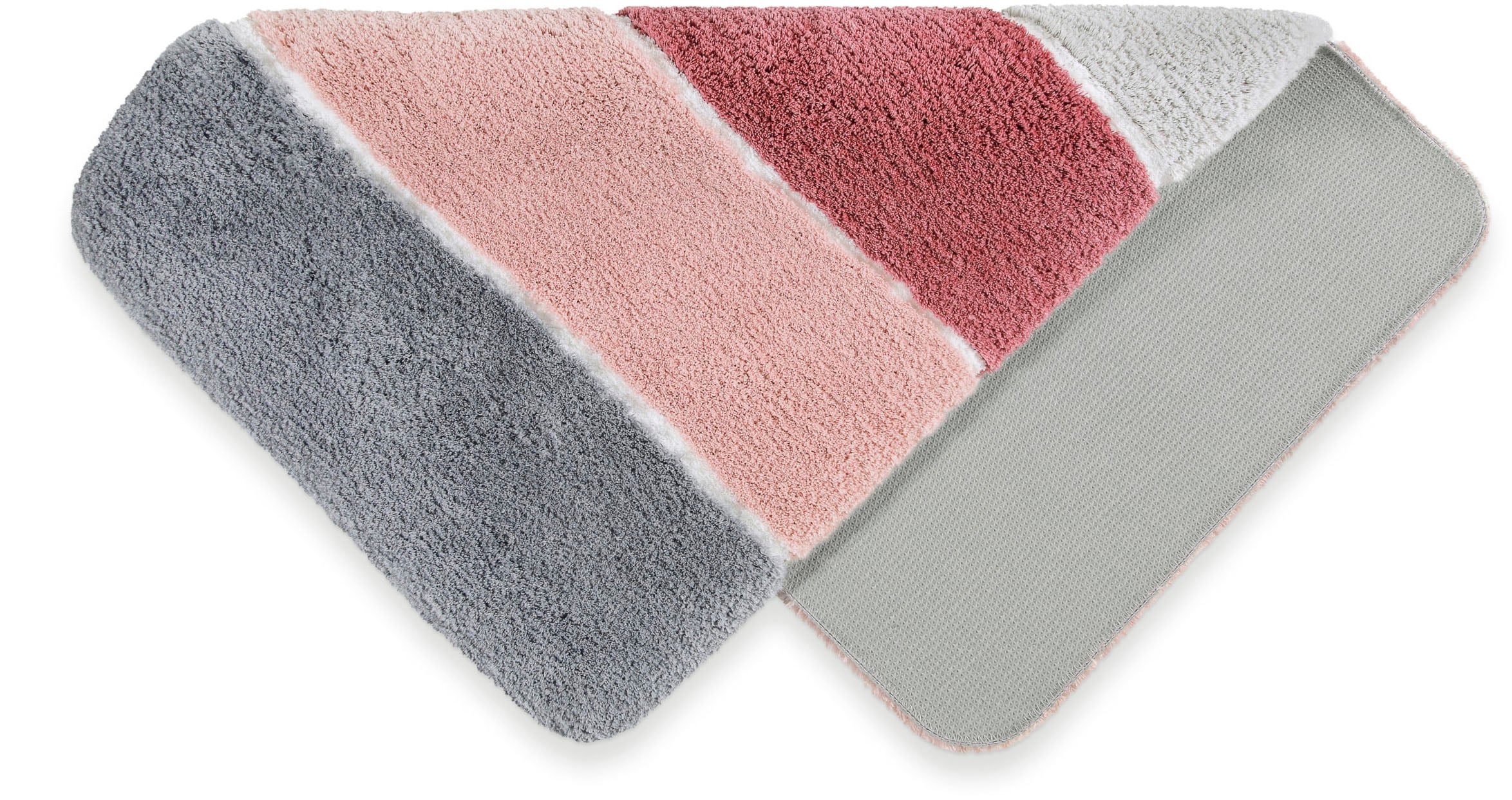 Homie Living Badematte »Rio Marina« Höhe 30 mm rutschhemmend beschichtet fußbodenheizungsgeeignet | schnell trocknend flauschiger Badteppich, modern gestreift, waschbar, Badezimmerteppich