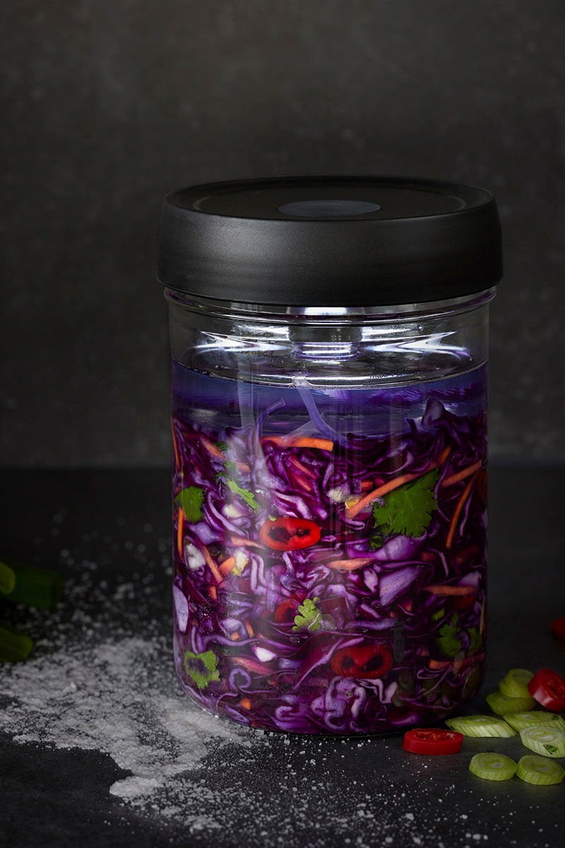 GEFU Fermentationsglas »NATIVO« Set, Glasbehälter, Deckel mit Ventil, Beschwerungsgewicht, 3 Stk. tlg. Innovatives Ferment Vent System für optimalen Gärprozess.