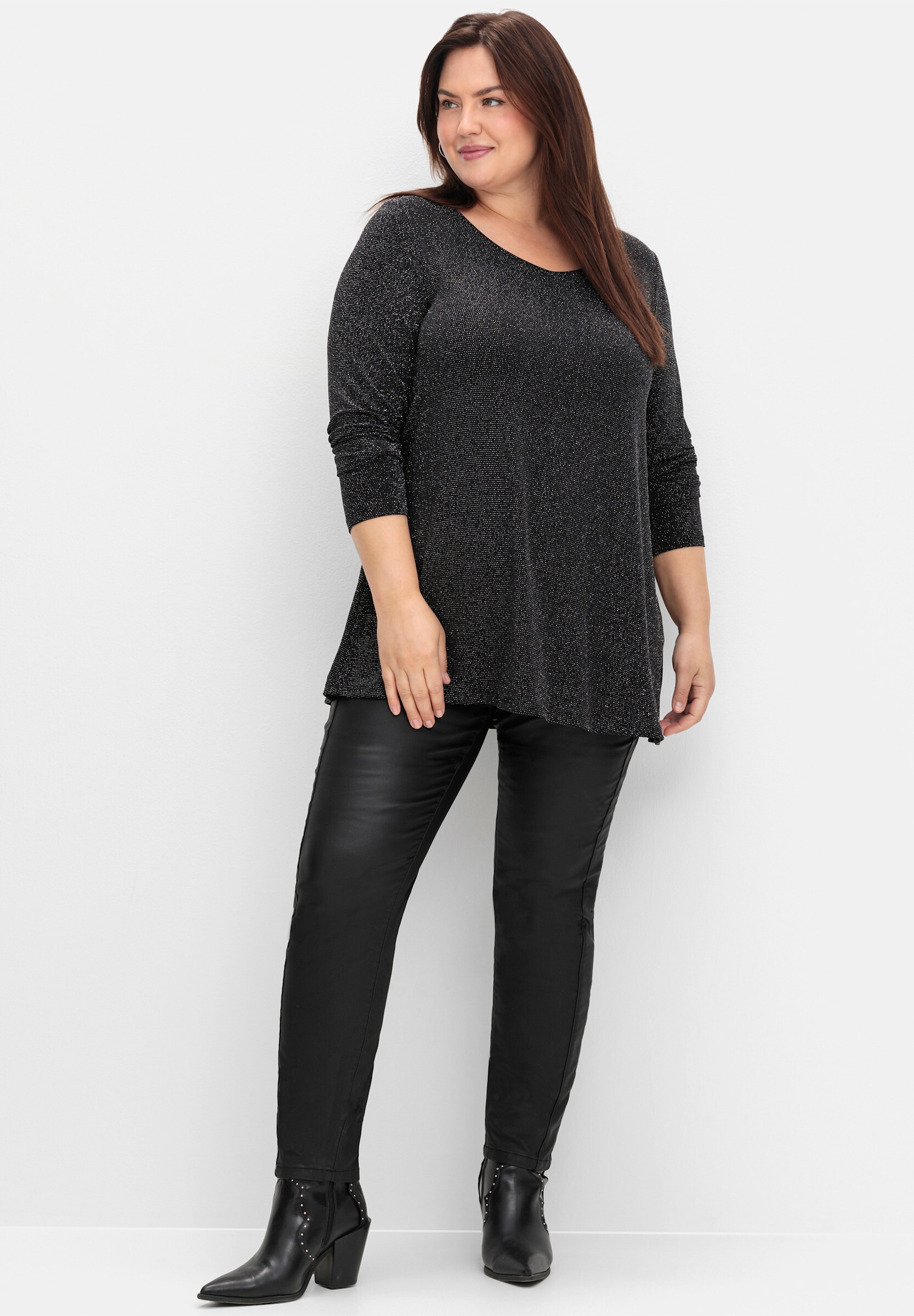 Sheego Longshirt »Longshirt Longshirt mit Effektgarn«