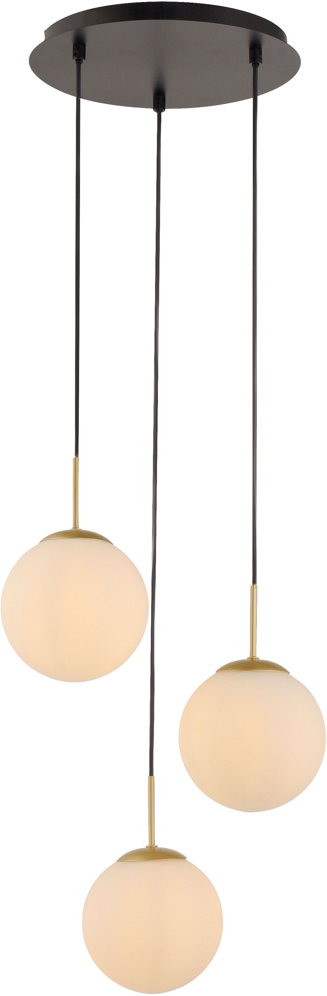 LeGer Home by Lena Gercke Pendelleuchte »Elorea - Hängelampe mit großen Glaskugeln« E14 1 Stk. opal matt weiß, schwarz gold, Pendelläge einstellbar, E14, Rondell