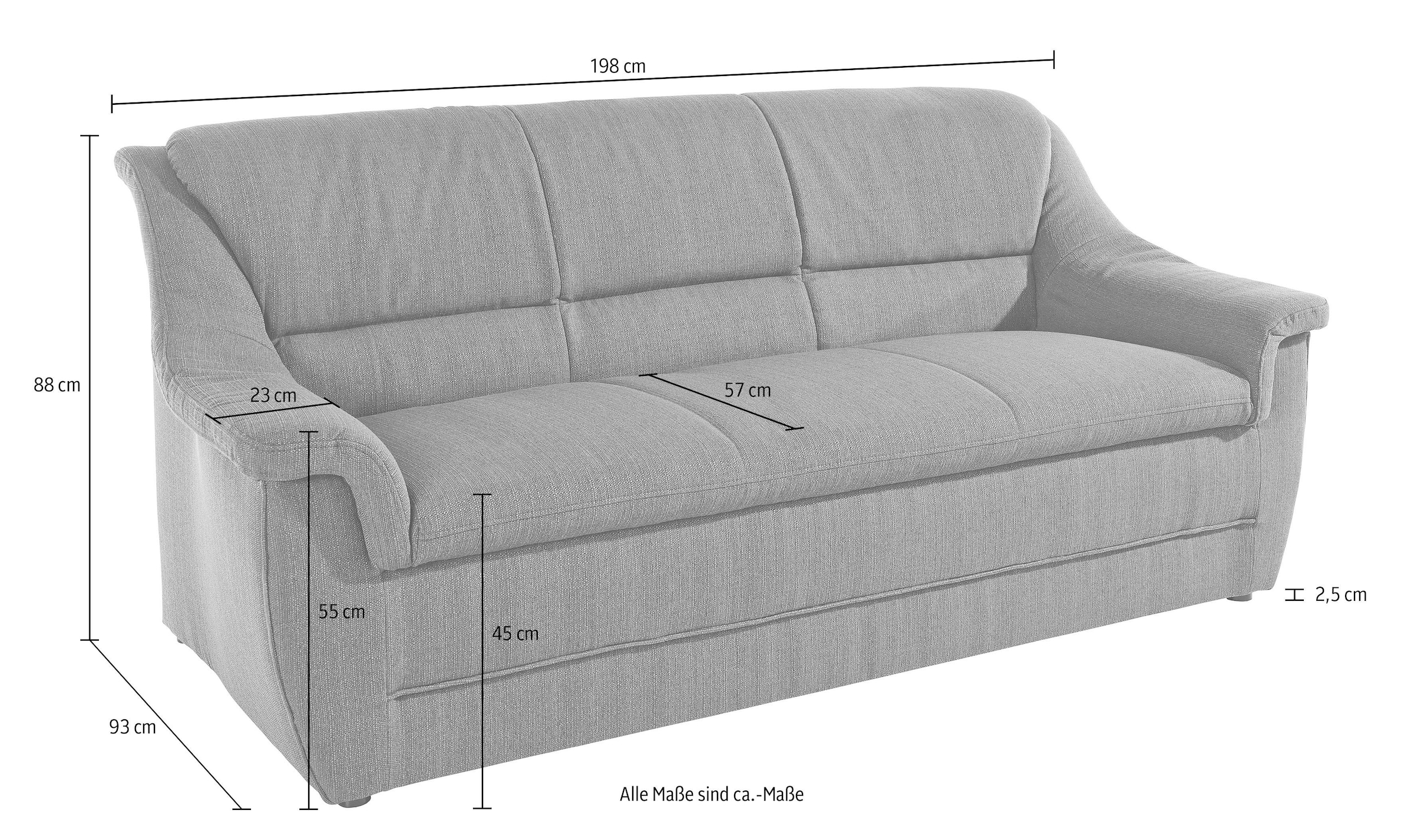 DOMO collection 3-Sitzer »Lale formschönes und komfortables Sofa, zeitlos und elegant,«, optimal für kleinere Räume