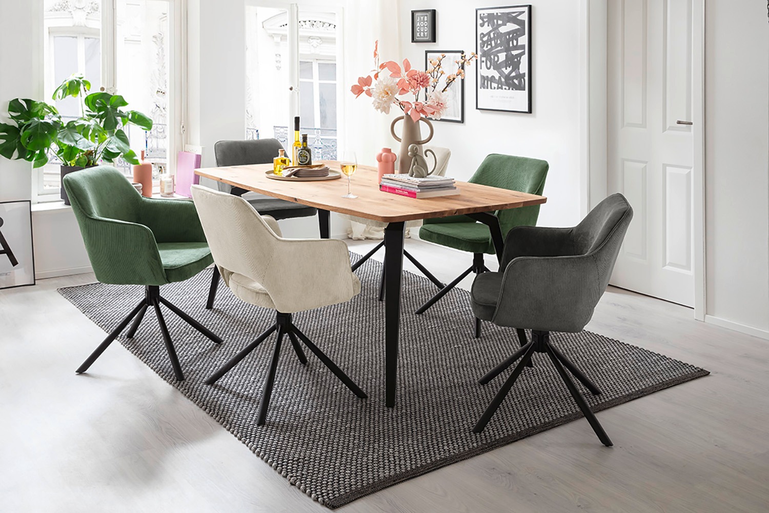 MCA furniture Esszimmerstuhl »LUZON«, Cord, (2er-Set), drehbar 180°, Belastbarkeit 120 kg, Sitzhöhe ca. 50 cm