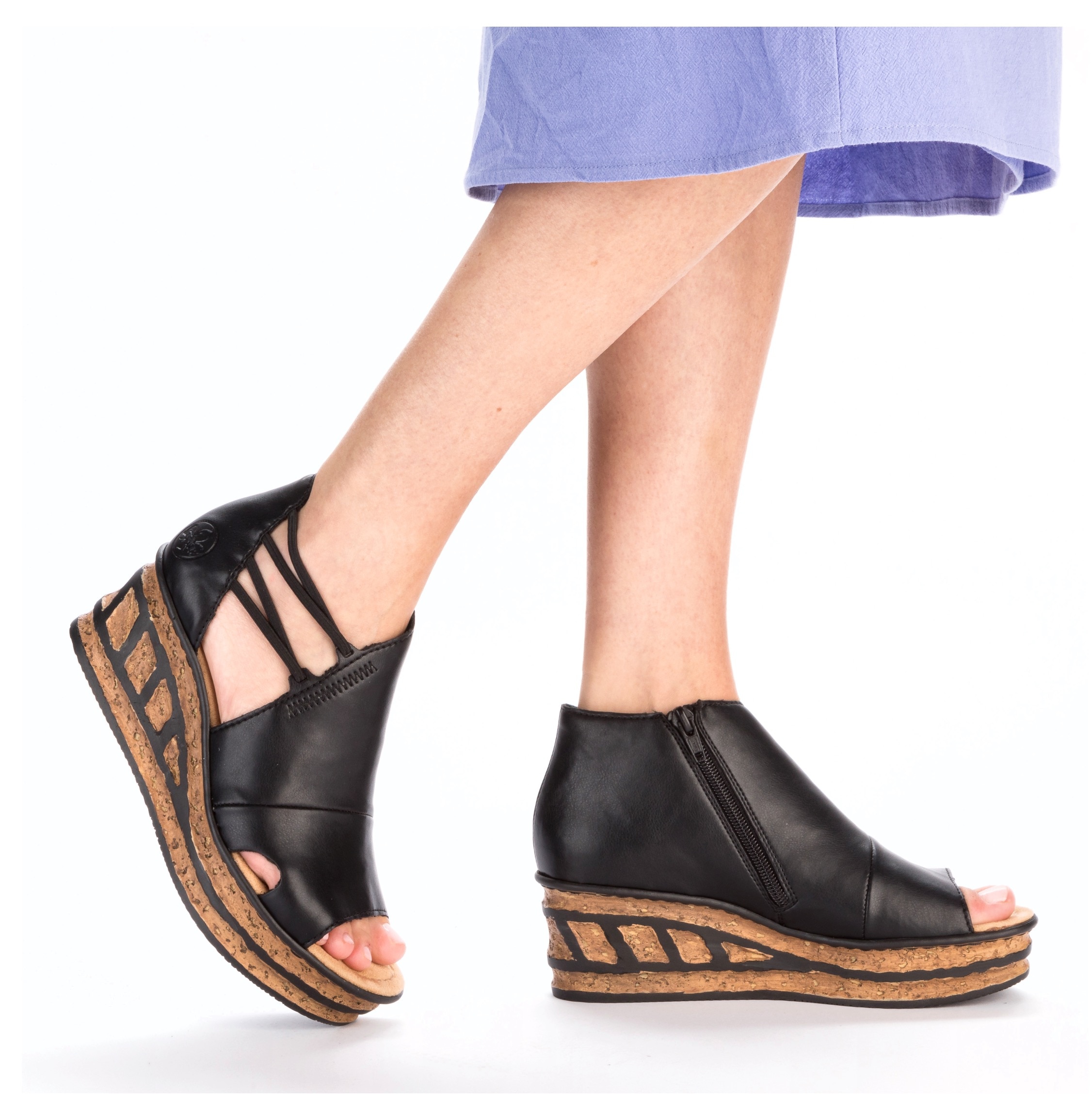 Rieker Keilsandalette, Sommerschuh, Sandale, Keilabsatz, mit Innen-Reißverschluss