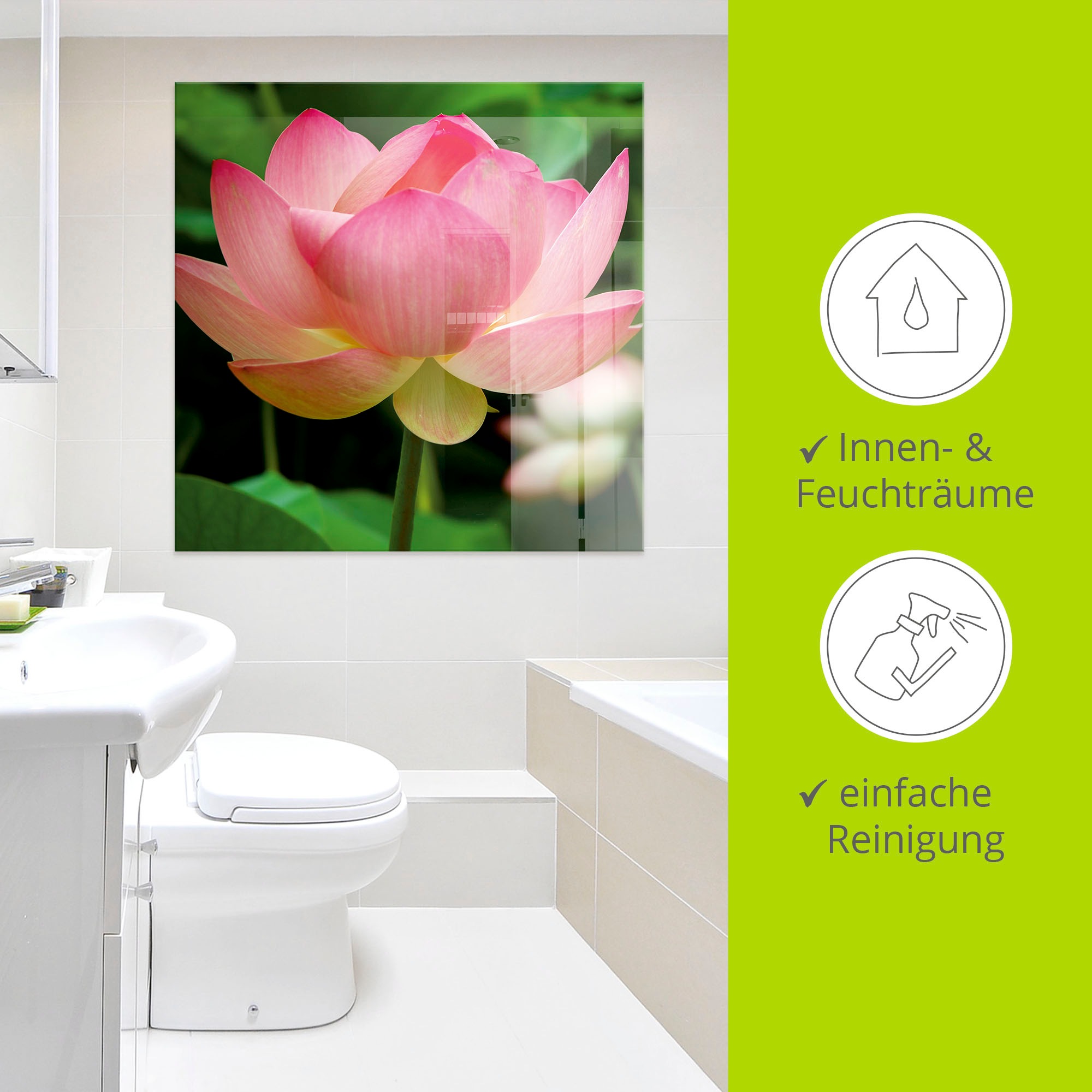 Artland Glasbild »Lotus - Seerose«, Blumen, (1 St.), in verschiedenen Größen