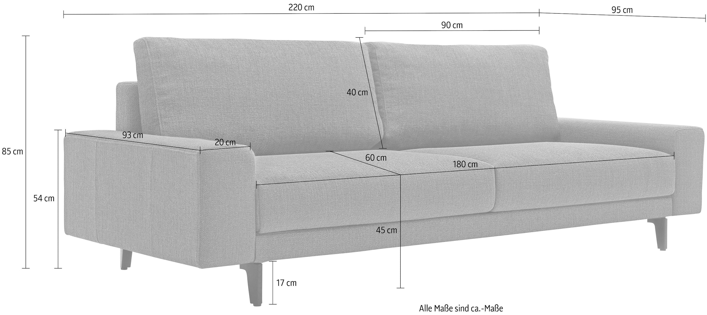 Creation BY ROLF BENZ 3-Sitzer »CR.450, Designsofa, Loungesofa« Armlehne breit niedrig, Alugussfüße in umbragrau, Breite 220 cm