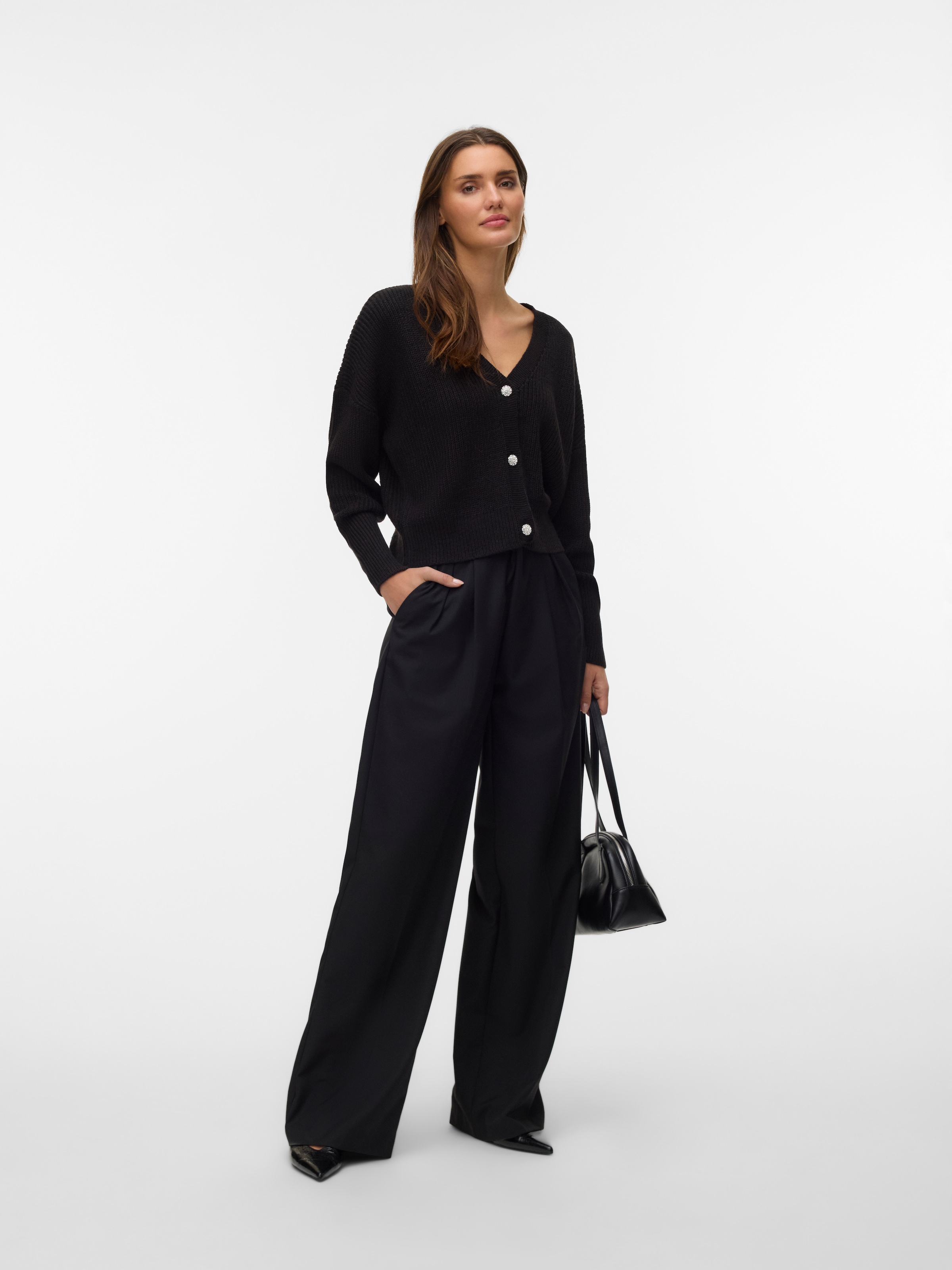 Vero Moda Strickjacke »VMLEALIGHT LS V-NECK JEWEL CARDIGAN NOOS« Kunstfaser, regular fit