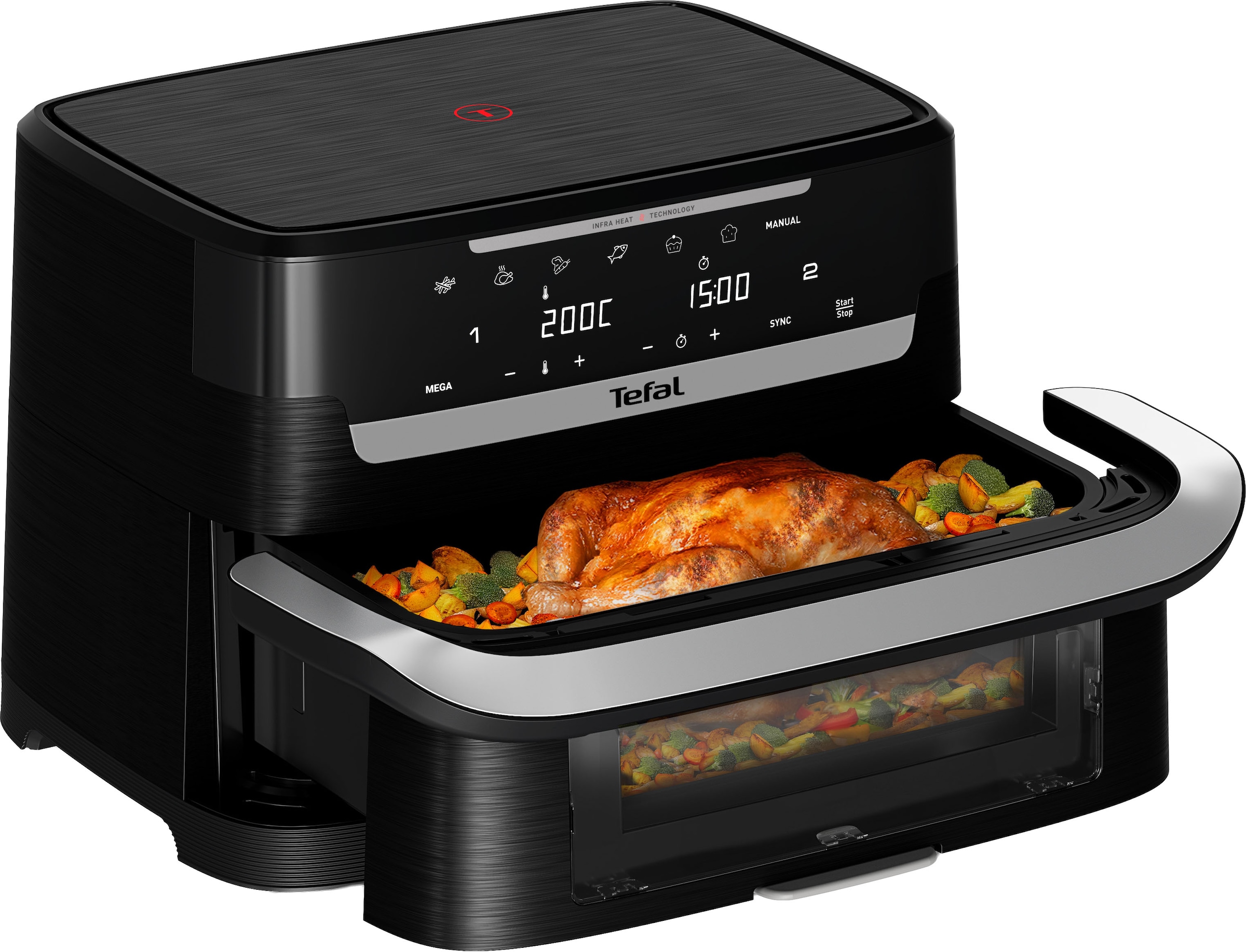 Tefal Heißluftfritteuse »Ever Fry Dual Flex« Infra Heat-Technologie, frittieren mit 2 Zonen, abnehmbare Frontblende